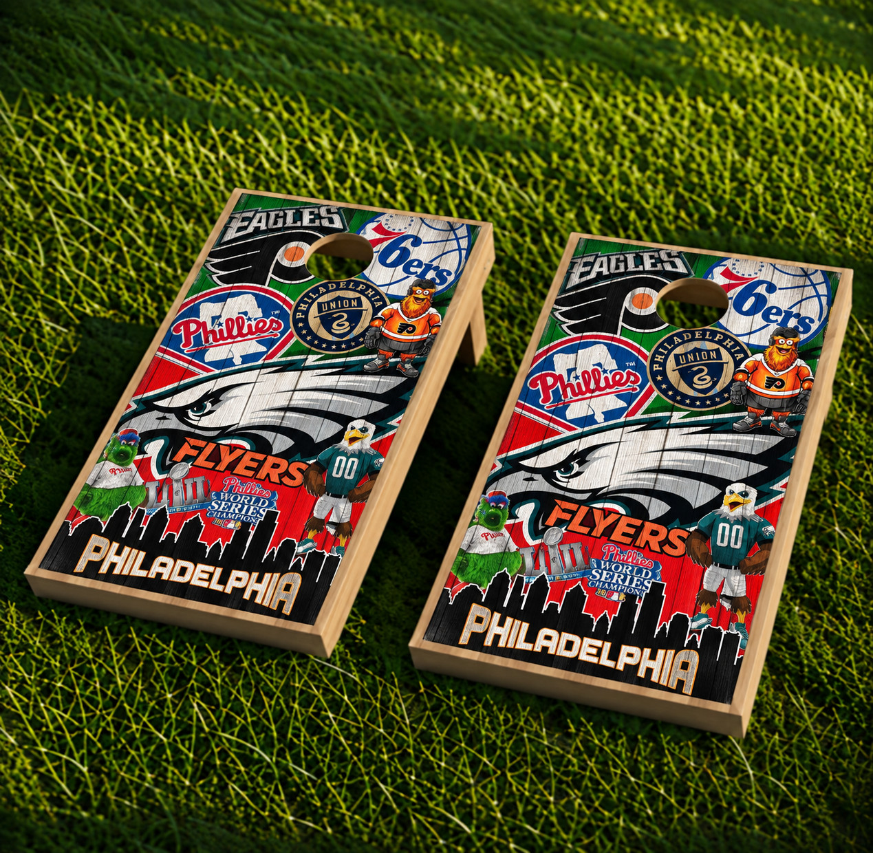 Philadelphia Teams All Philly Mashup 2 Cornhole Wraps Decals