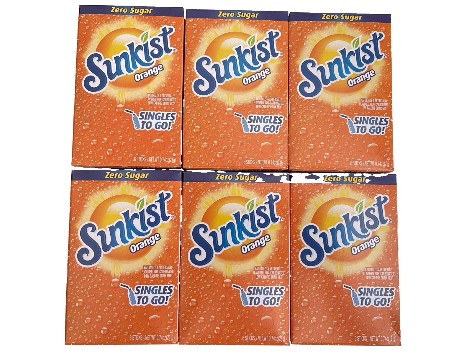 Sunkist Orange Singles To Go Drink Mix Zero Sugar 6 Boxes (36 Packets) NEW Sunkist Orange Singles To Go Drink Mix Zero Sugar 6 Boxes (36 Packets) NEW