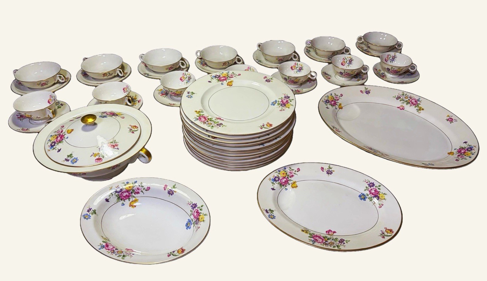 Complete 12-Pc Place Setting Theodore Haviland New York Pasadena - Floral China