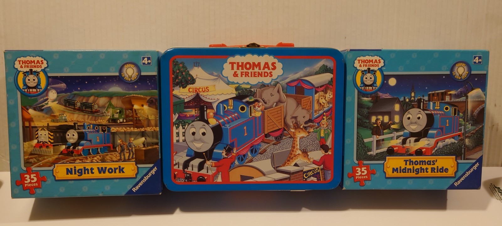 3 Ravensburger Thomas and friends puzzles tin and boxes complete