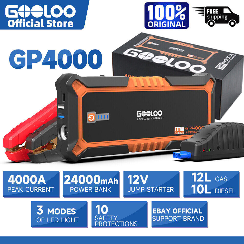 GOOLOO GP4000 Jump Starter 4000A 24000mAh Battery Charger Power Bank Portable US