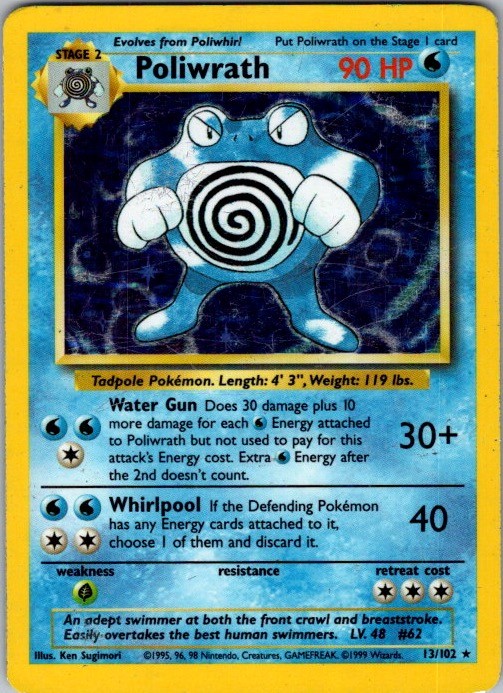 Poliwrath Holo Rare Base Set 013/102 NM Poliwrath Holo Rare Base Set 013/102 NM