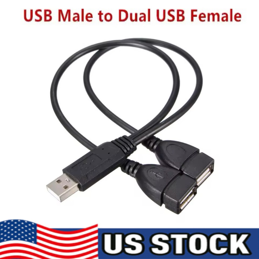 USB 2.0 A Male To 2 Dual USB Female Jack Y Splitter Hub Power Adapter Cable Lot USB 2.0 A Male To 2 Dual USB Female Jack Y Splitter Hub Power Adapter Cable Lot