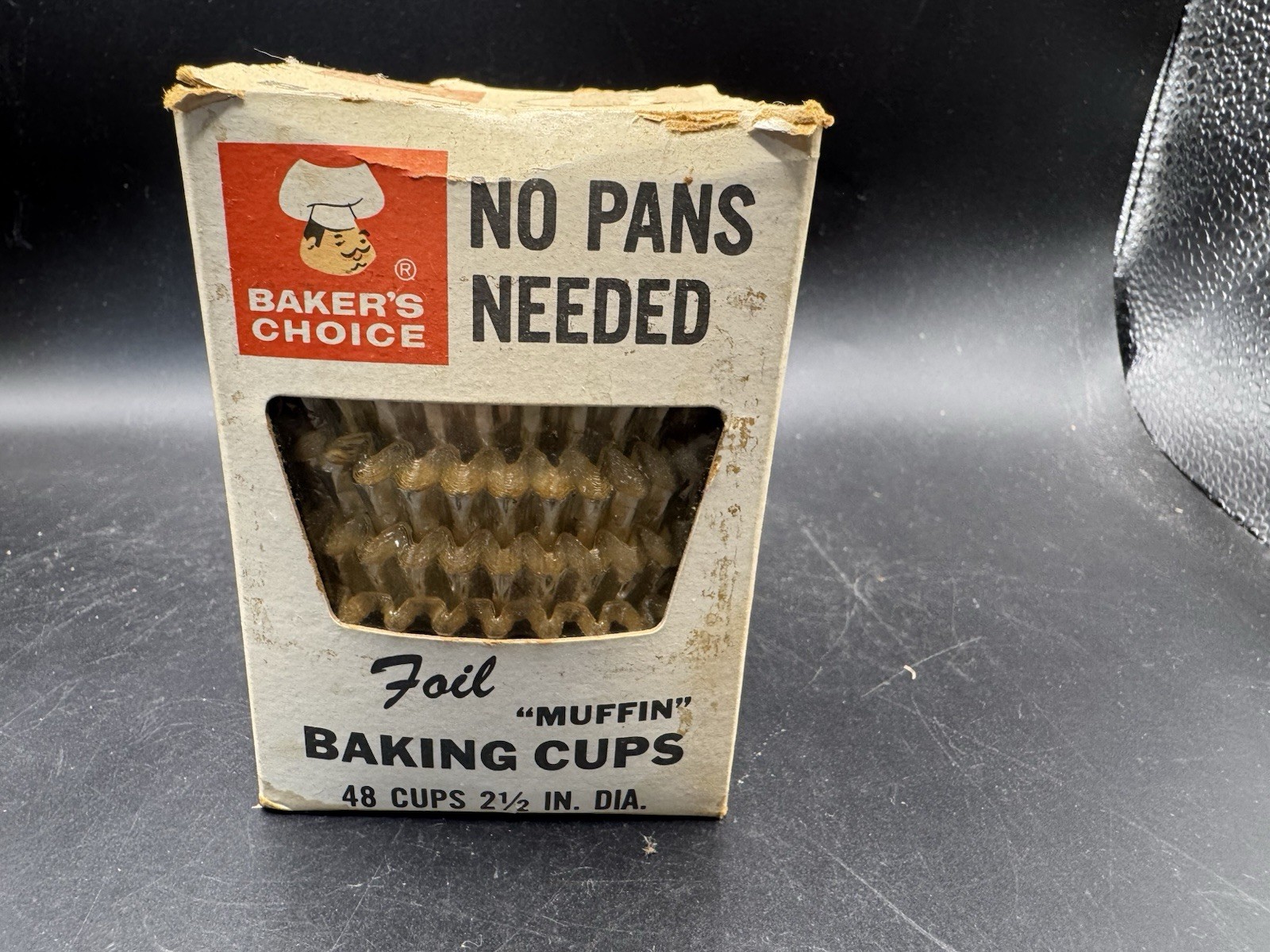 Vintage Baker\'s Choice Foil Muffin Baking Cups Box Fluted Paper Products Prop