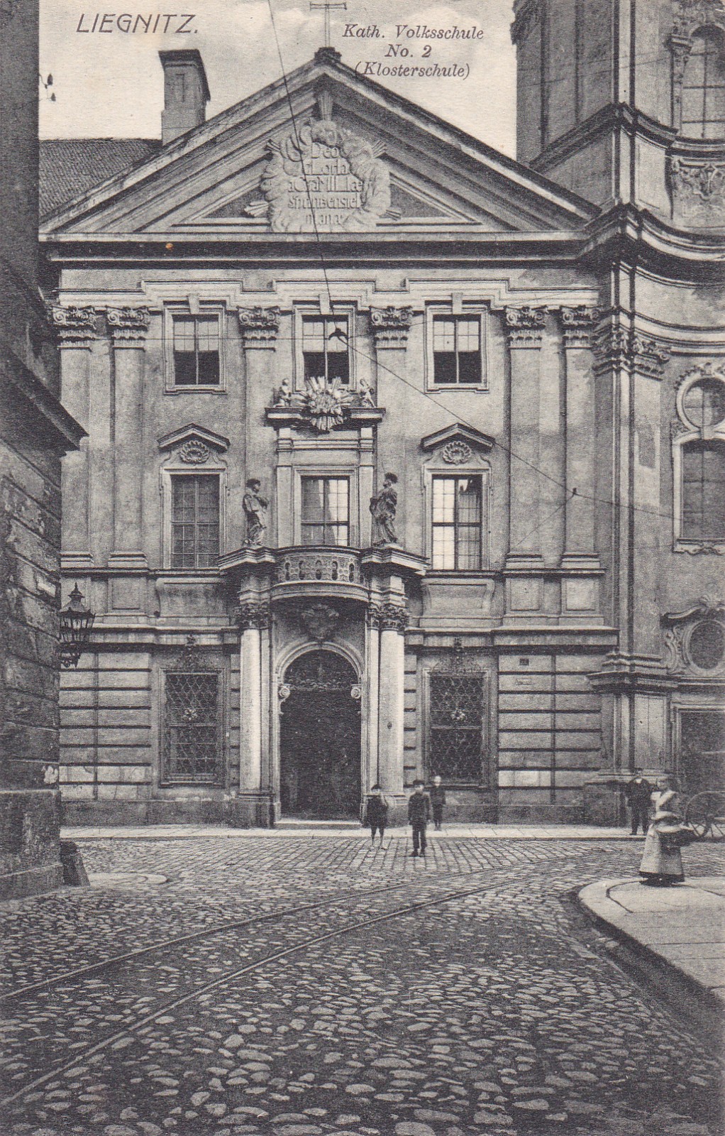 Greetings from Liegnitz in Silesia-Cath. Elementary School - Monastery School