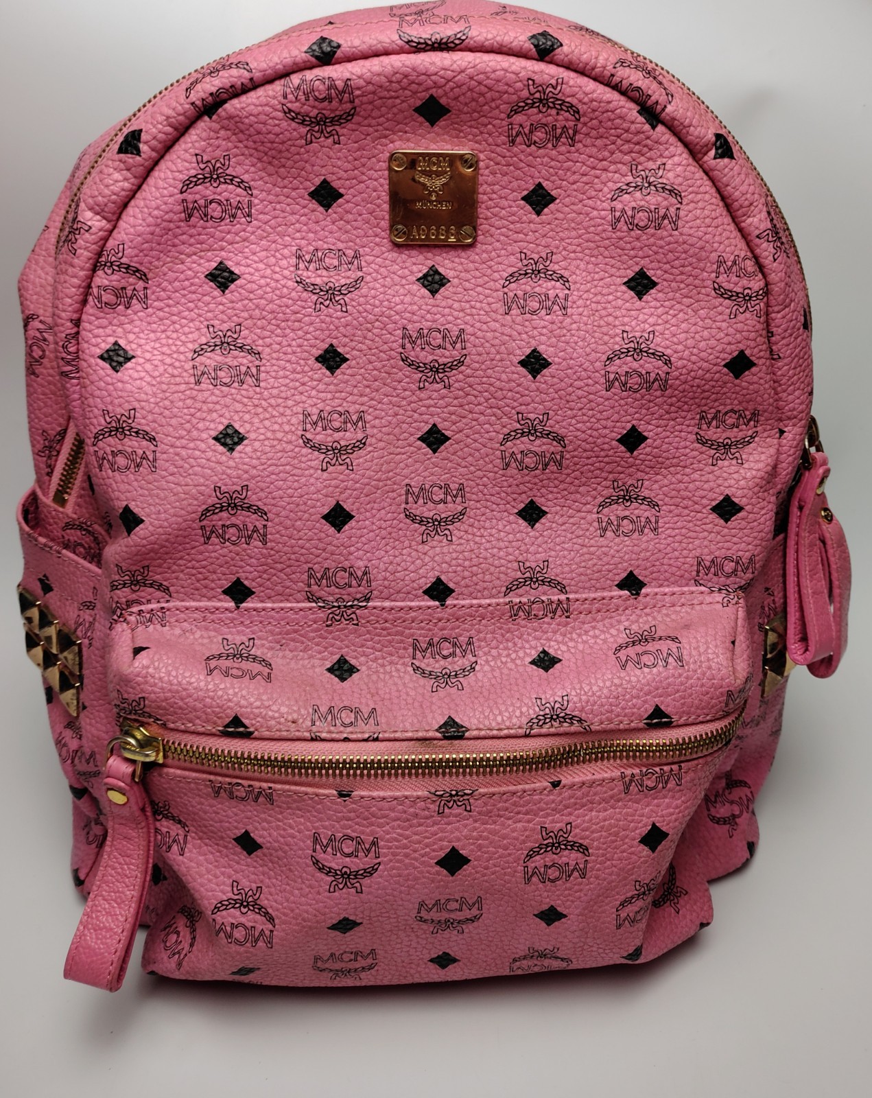 2010s MCM Pink Visetos Large Stark Side Studs Backpack 2010s MCM Pink Visetos Large Stark Side Studs Backpack
