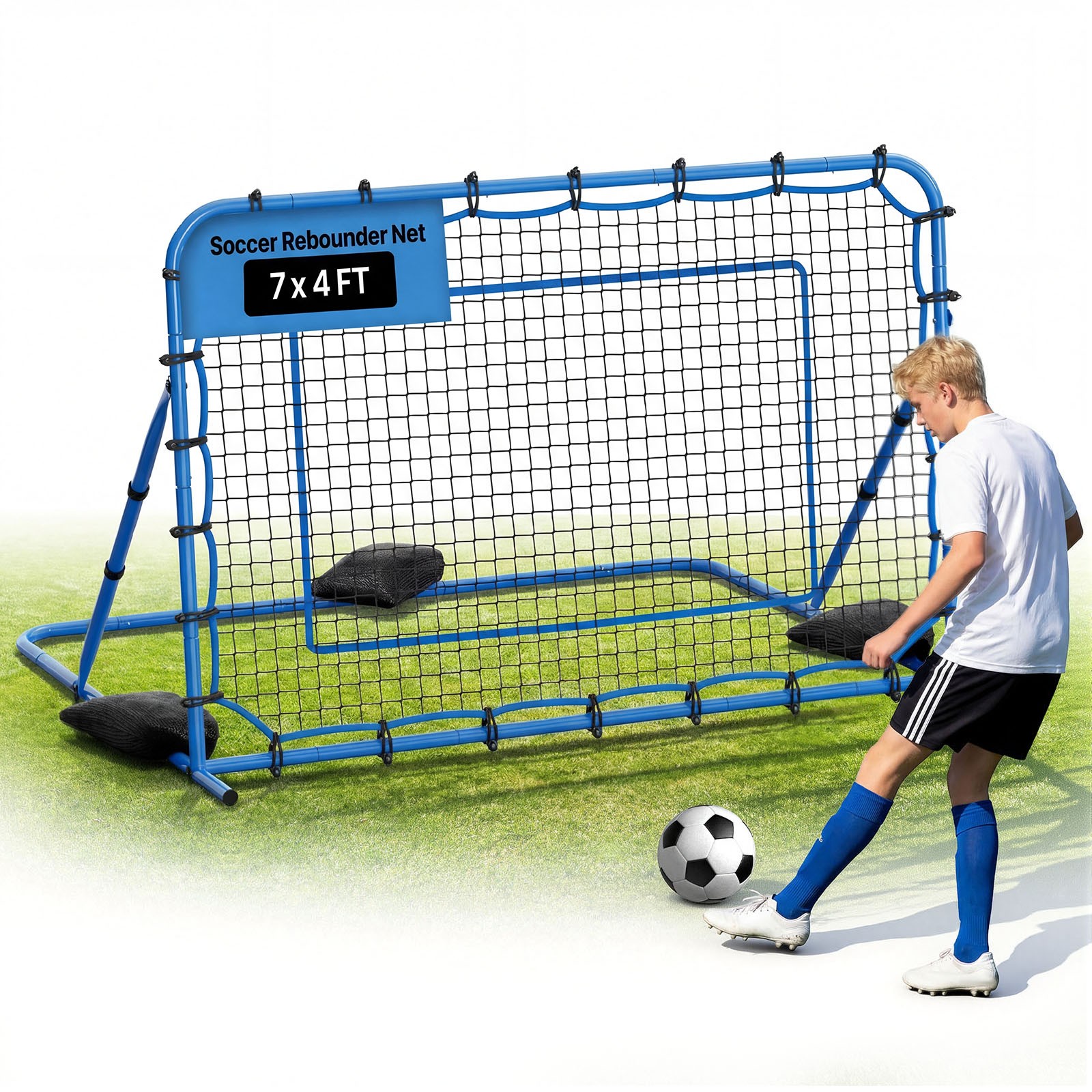 VEVOR Soccer Rebounder Net 7 x 4 ft Quick-Switch Angle Soccer Goal Rebounder