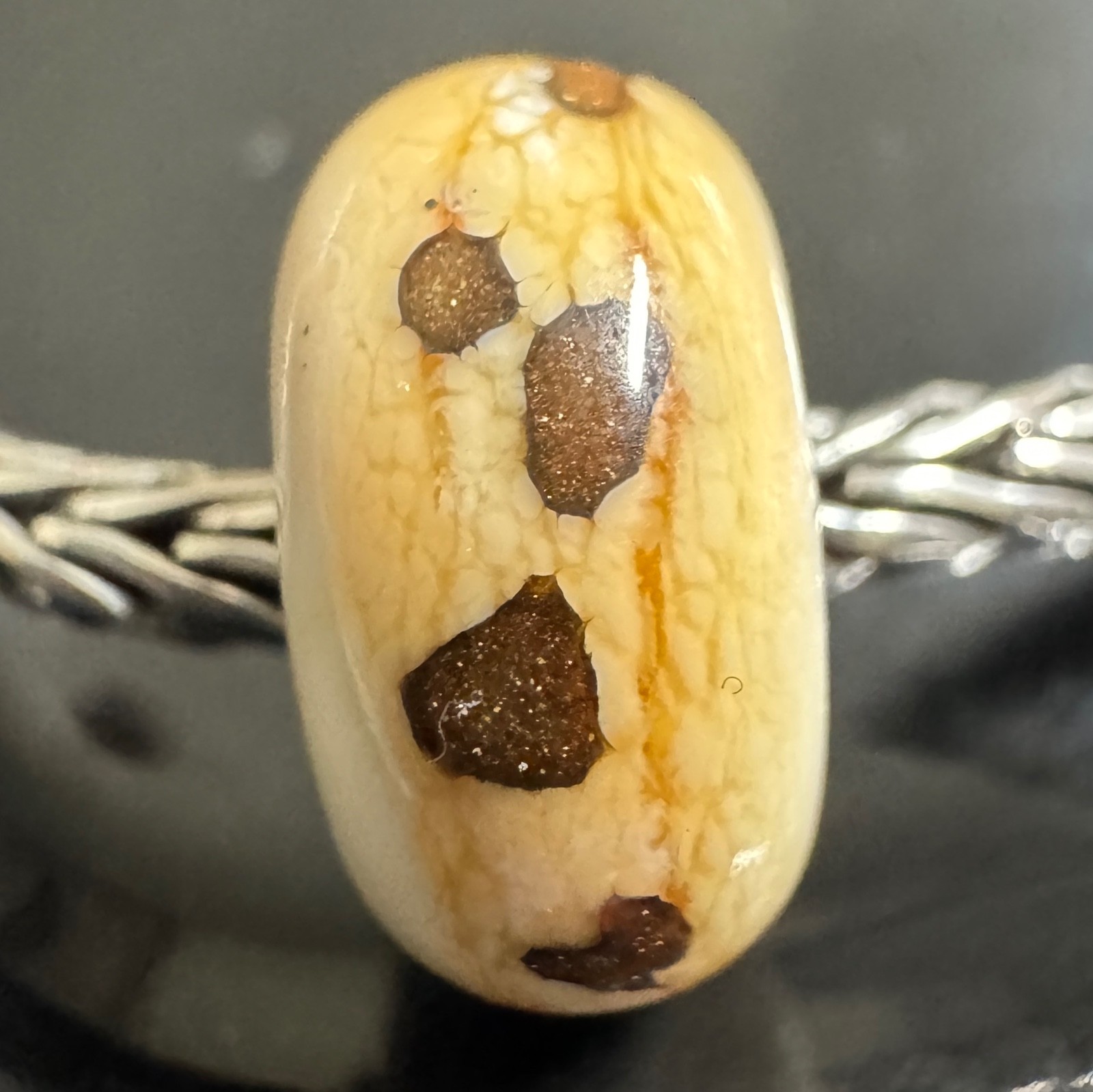 Trollbeads Porcelein Cream Base With Sparkling Spots EVENT ONLY UNIQUE OOAK