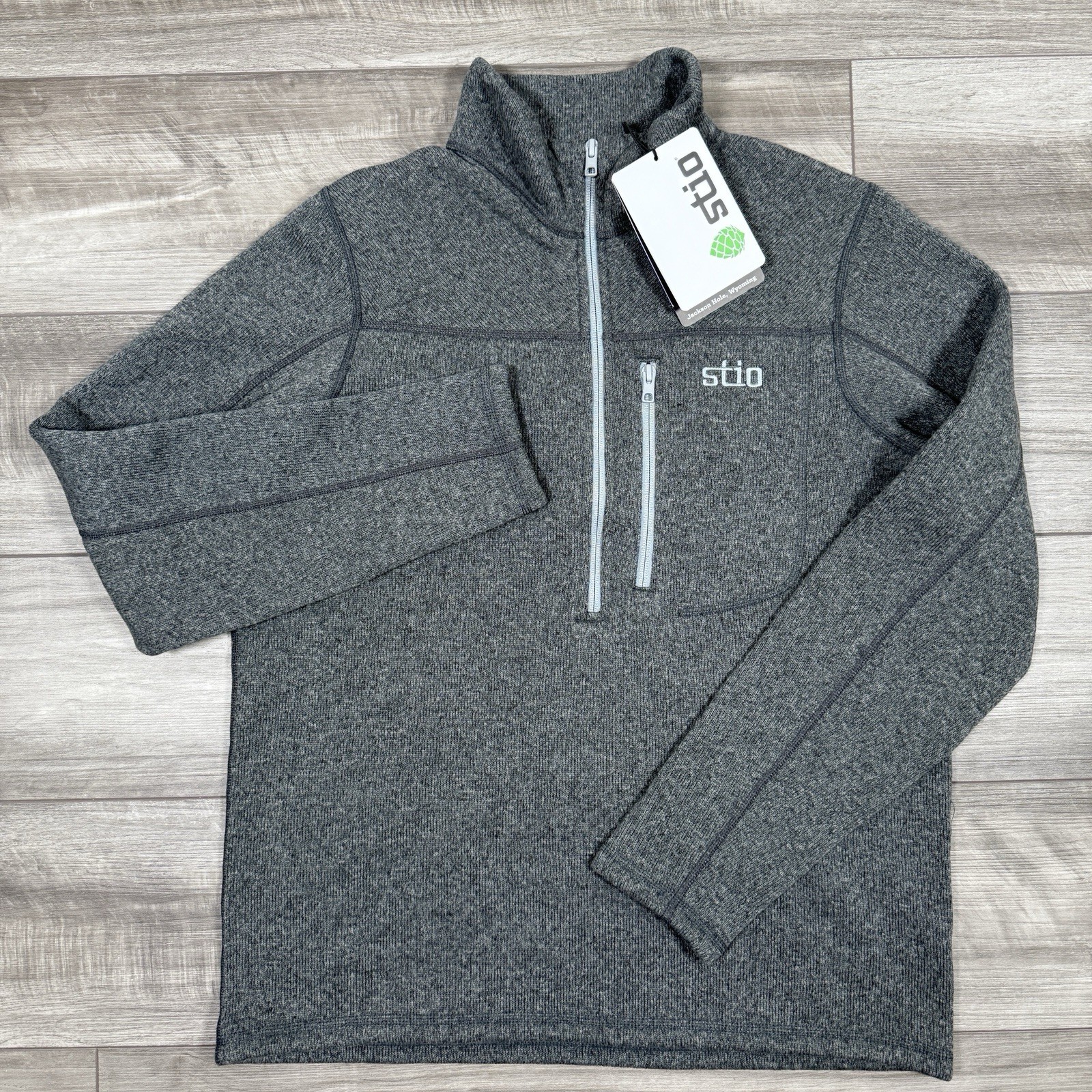 STIO Men\'s Wilcox Fleece Half Zip Pullover Sweater Jacket Gray Size Small NEW