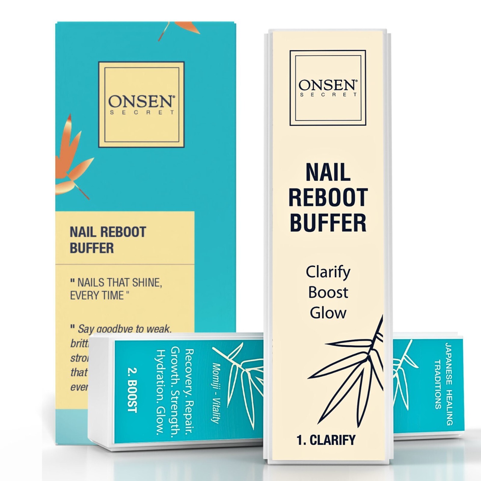 Onsen Secret nail buffers blocks for natural nails, nail repair 3 Way Nail File