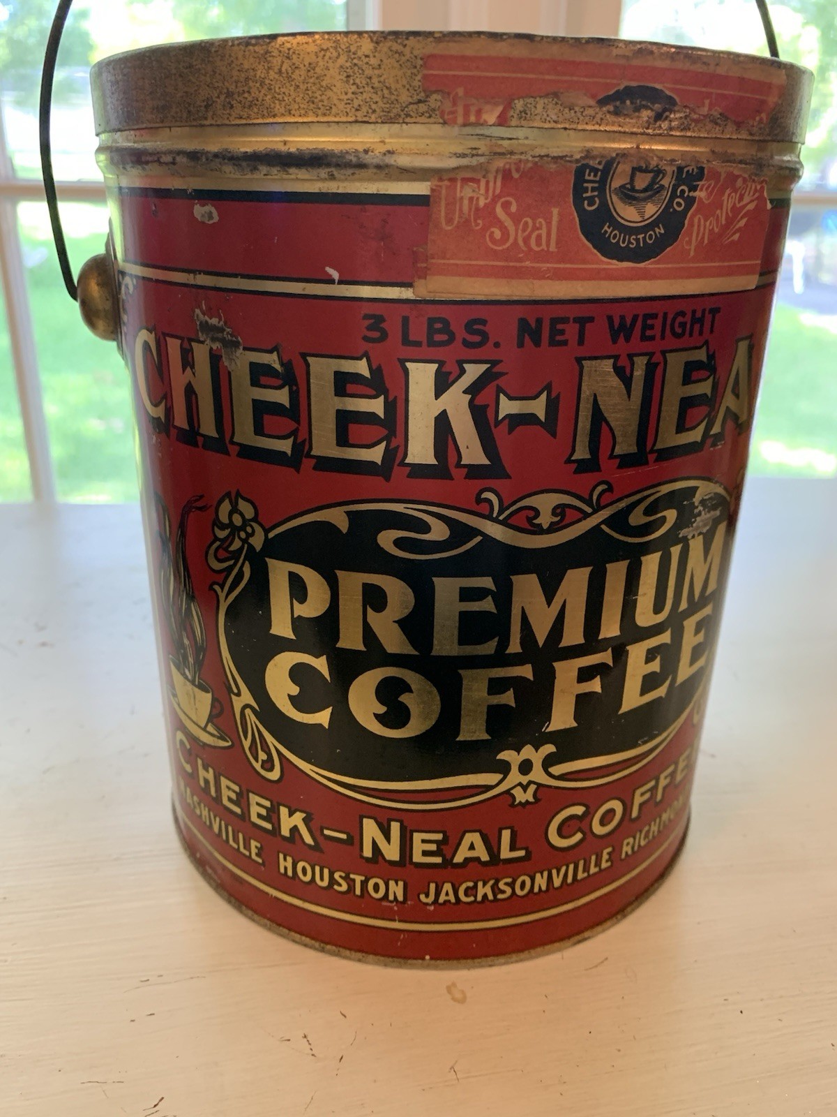 SCARCE Vintage CHEEK-NEAL'S Coffee Can Tin 3 Lb Rare SCARCE Vintage CHEEK-NEAL'S Coffee Can Tin 3 Lb Rare