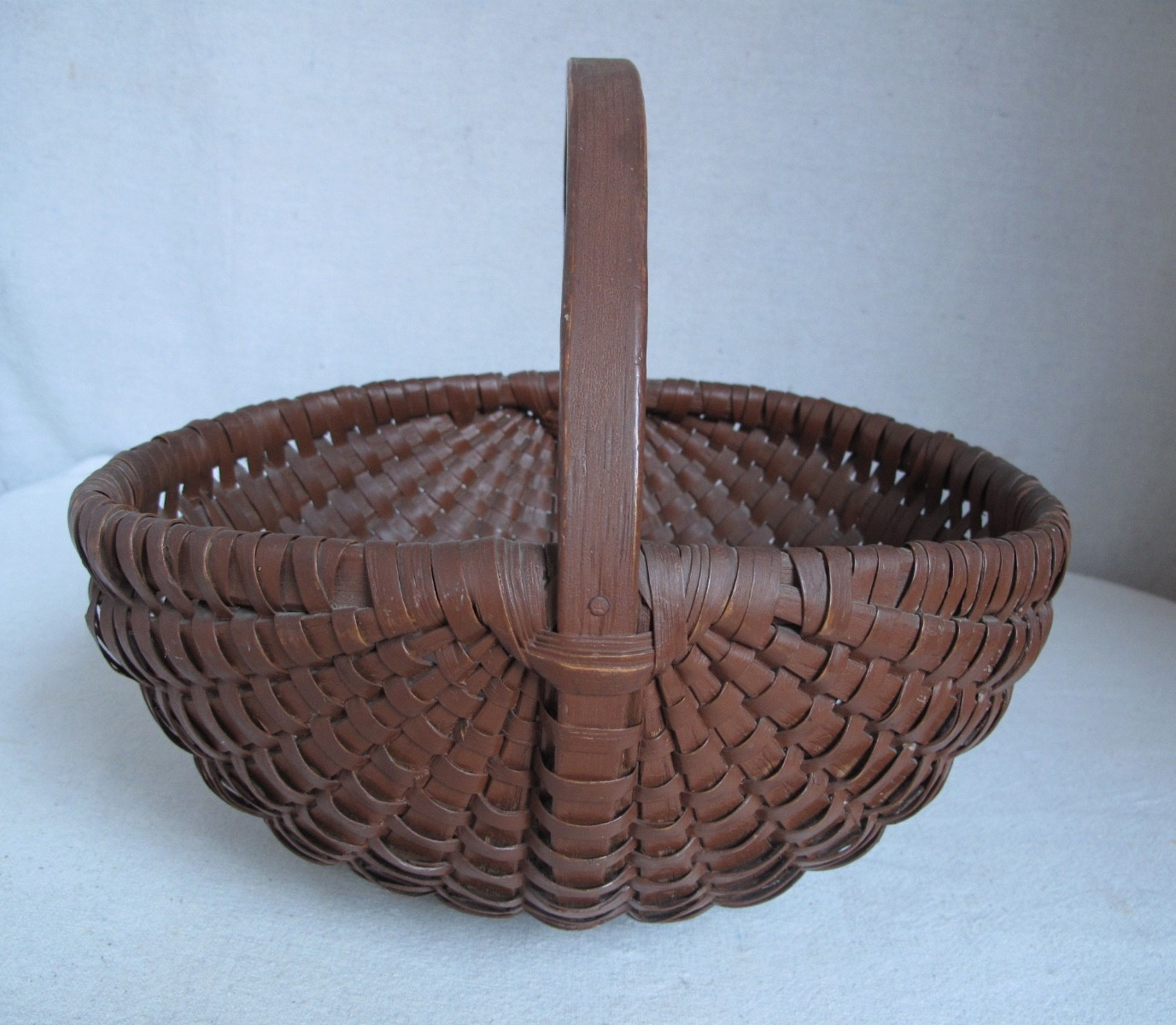 Antique Splint Melon Basket in Old Brown Paint Antique Splint Melon Basket in Old Brown Paint
