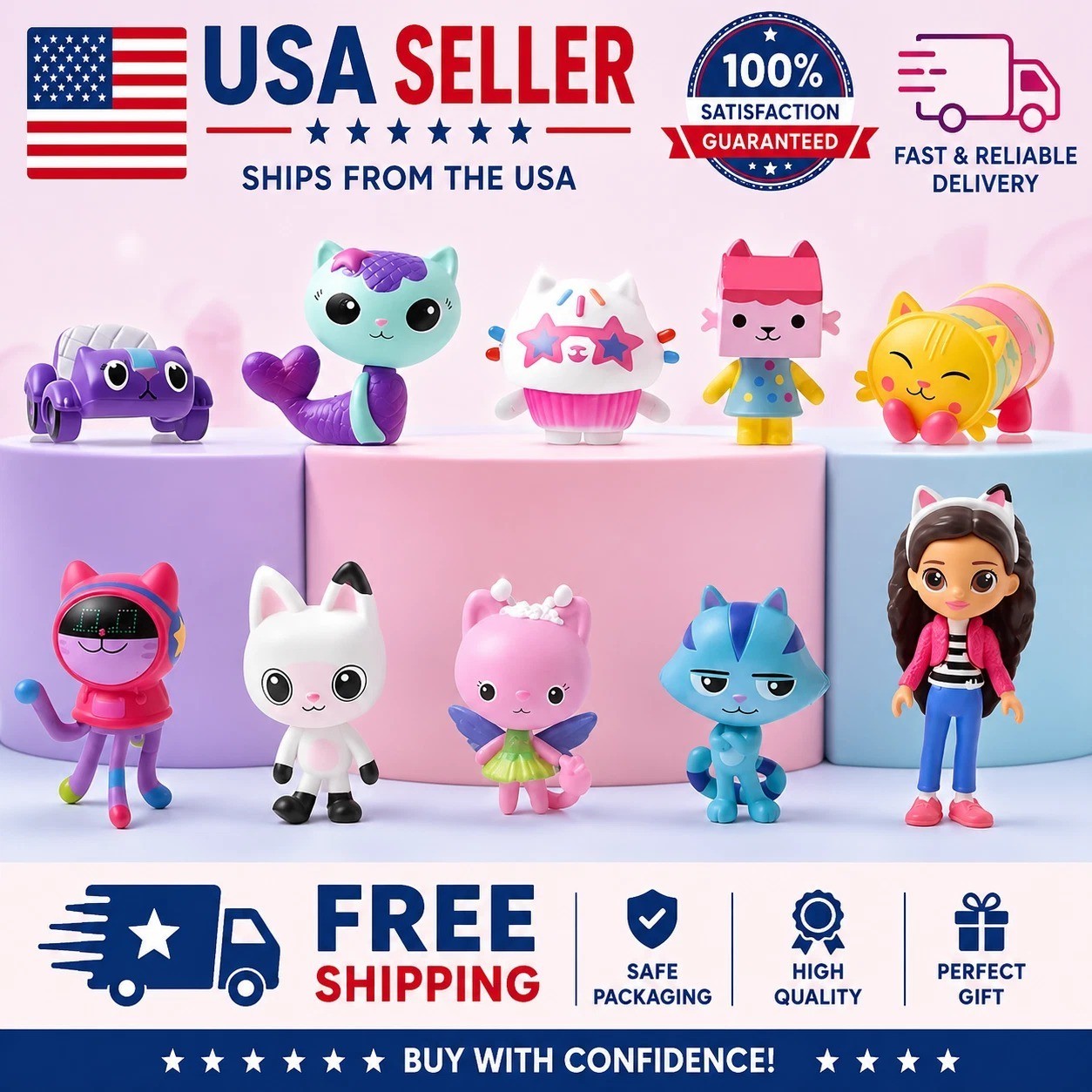 10pcs/set Gabby's Dollhouse Action Figure Cute Doll Collection Model Toys
