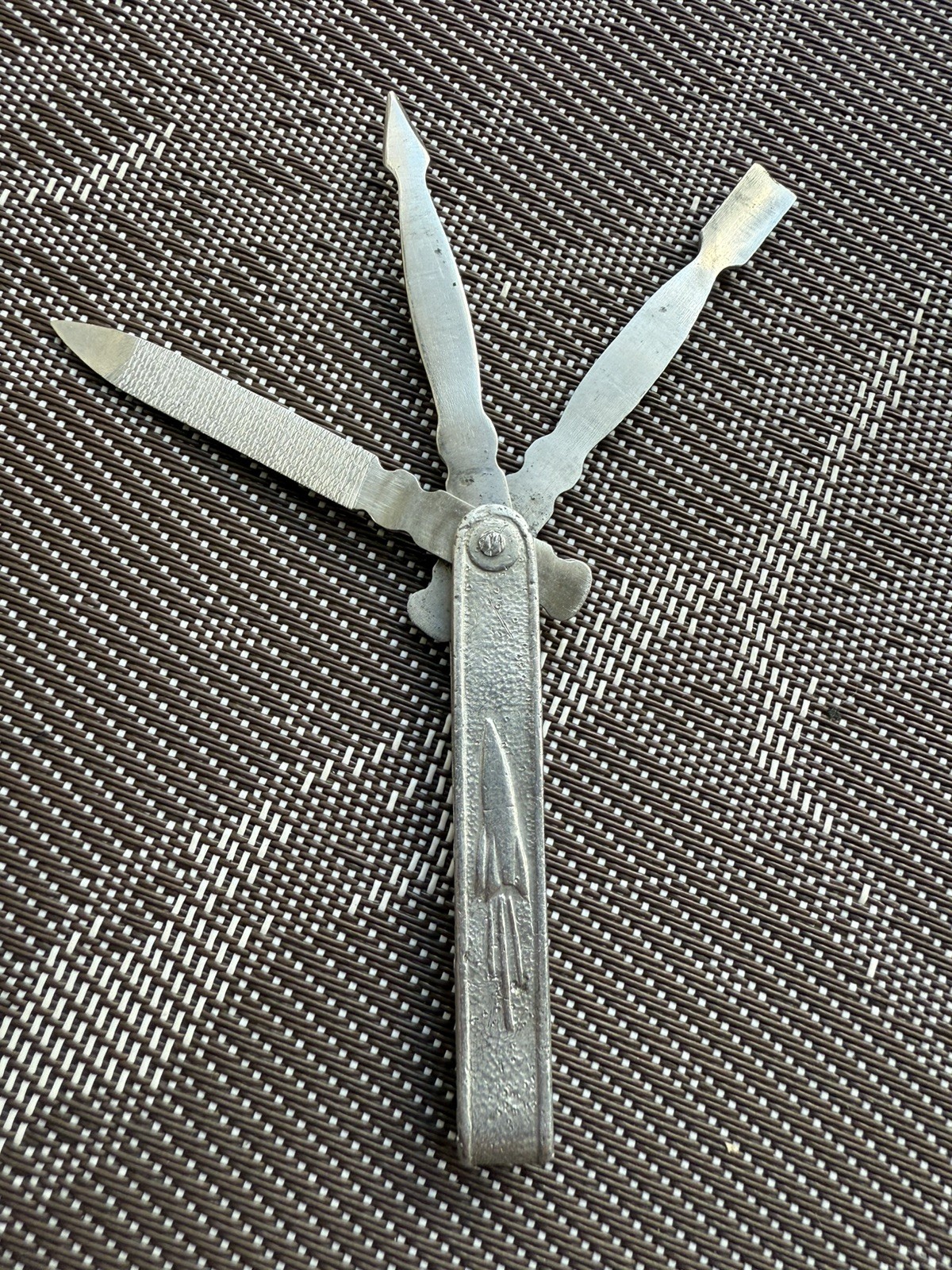 Vintage 1961 USSR Pocket Manicure Multi Tool Keychain Soviet Space Era Folding