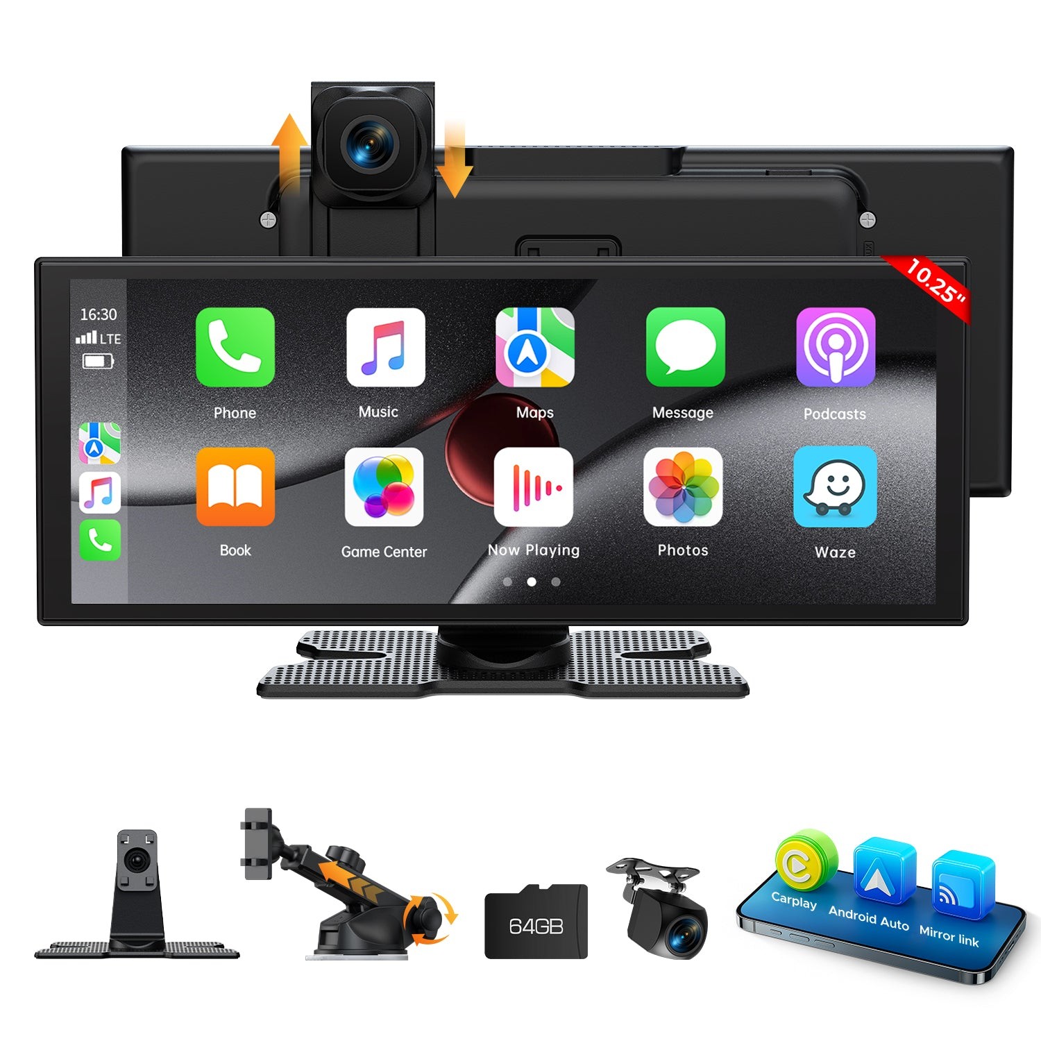 Lamtto Wireless Carplay Screen for Car 2.5K Dash Cam 10.25 Lamtto Wireless Carplay Screen for Car 2.5K Dash Cam 10.25