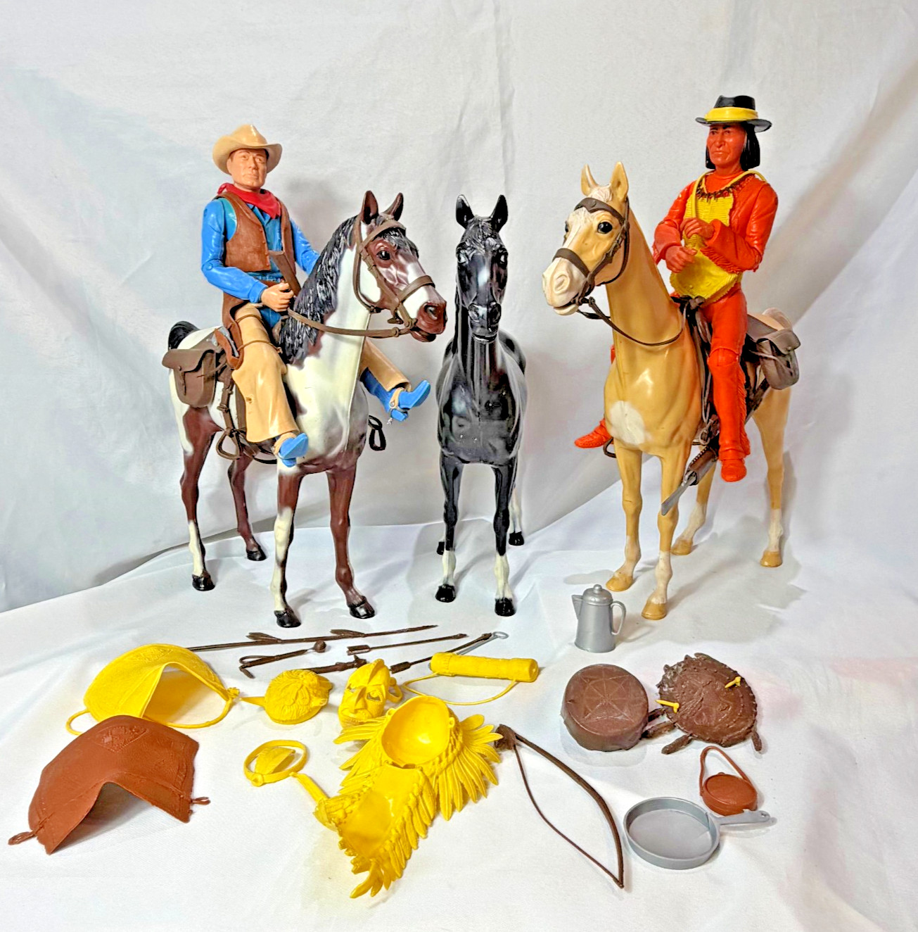 Vtg MARX Best Of The West Johnny West & Geronimo With Horses & Accessories Vtg MARX Best Of The West Johnny West & Geronimo With Horses & Accessories
