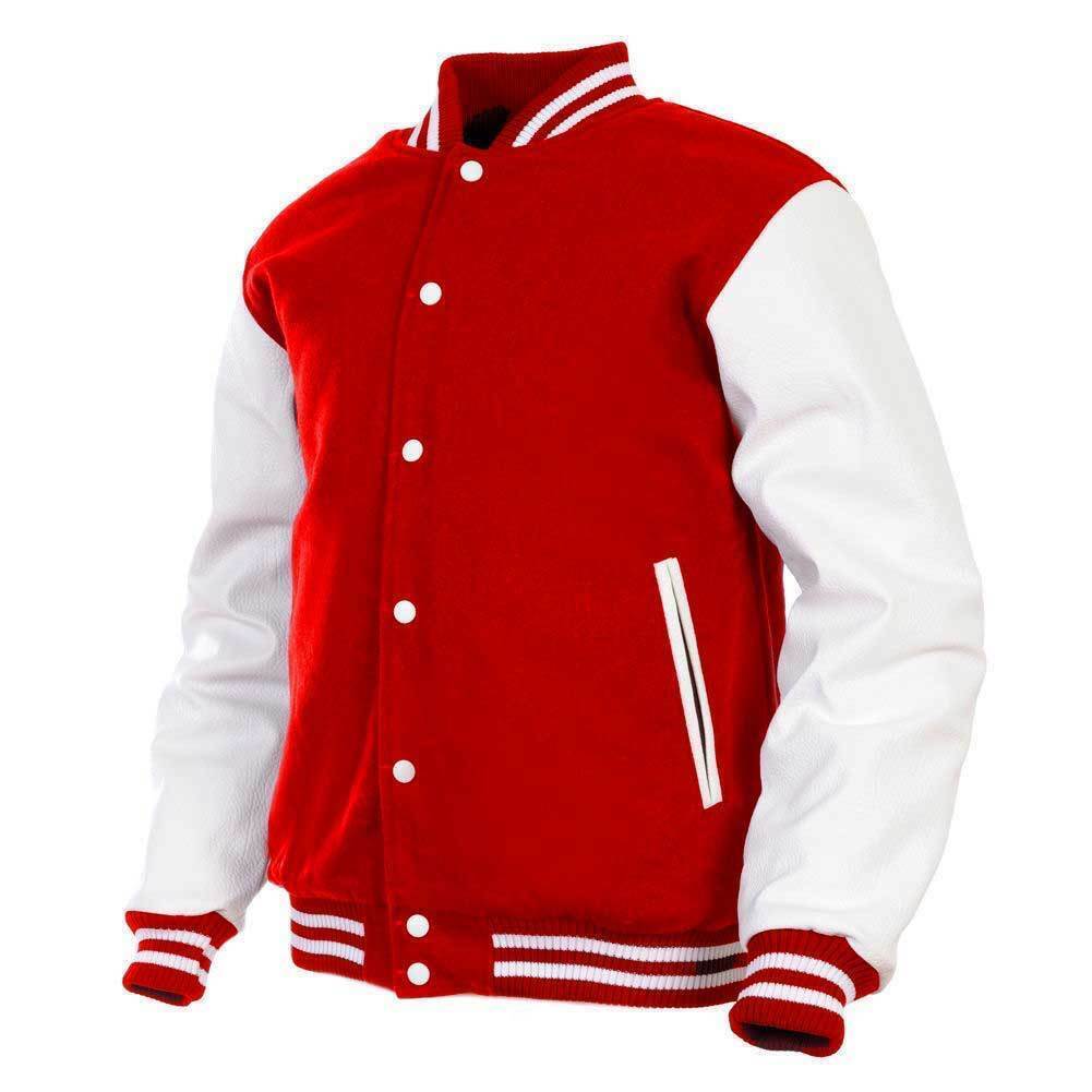 Mens Varsity Jacket Wool + Leather Sleeves Vintage Baseball Letterman Jackets