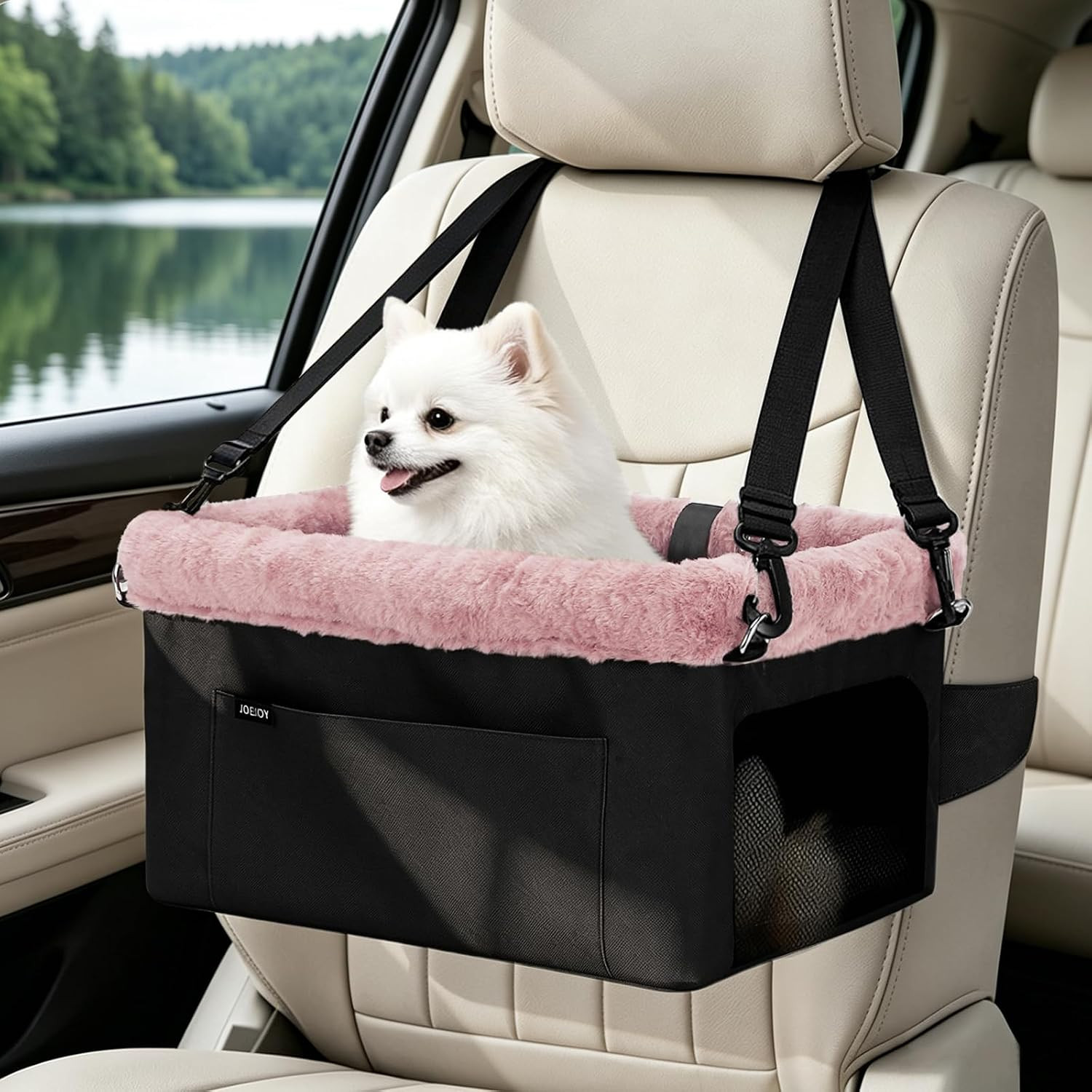 JOEJOY Deluxe Dog Booster Seat with Sturdy Metal Frame and Safety Leash for Smal JOEJOY Deluxe Dog Booster Seat with Sturdy Metal Frame and Safety Leash for Smal