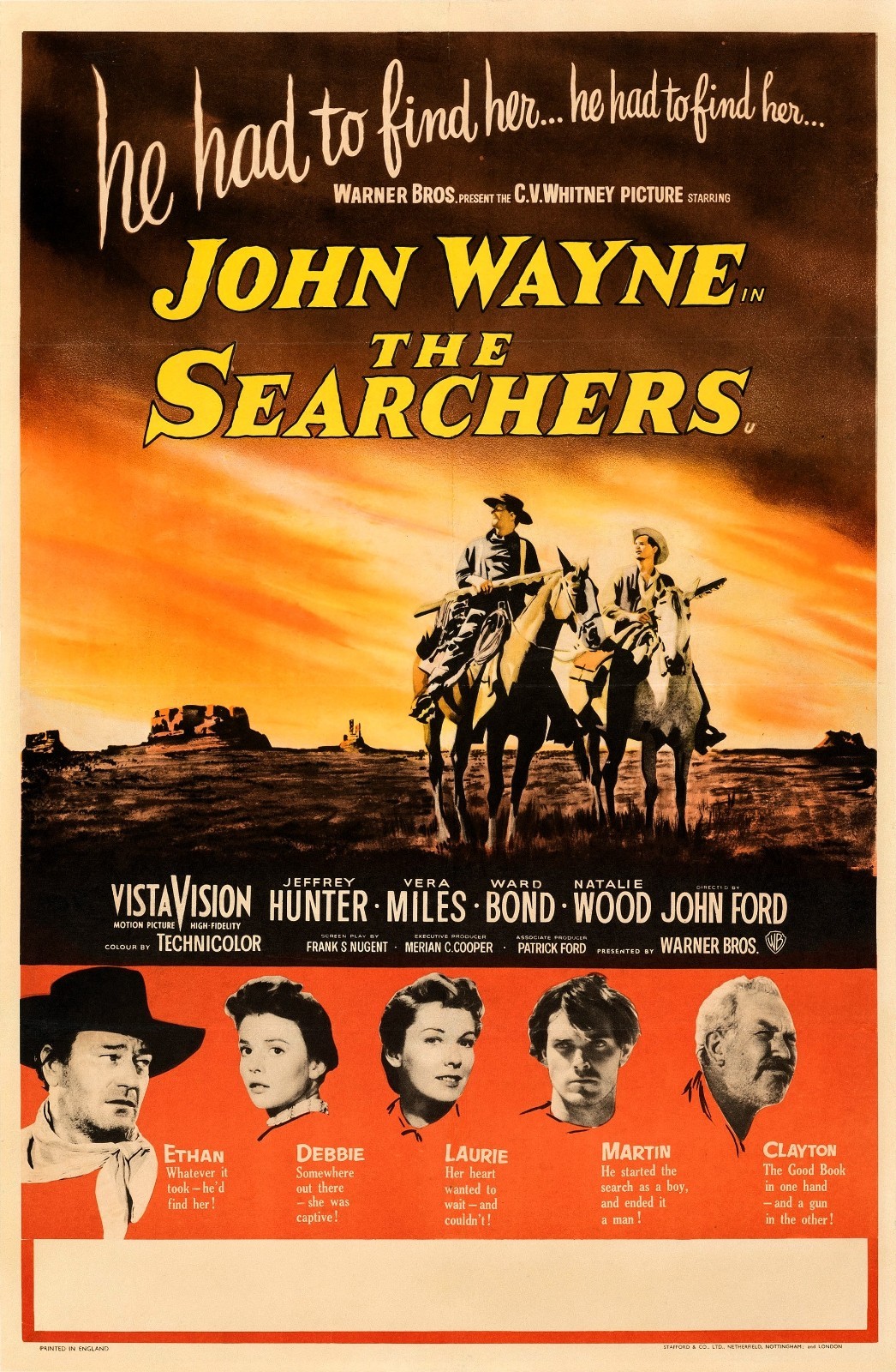 1956 The Searchers Movie Poster 11X17 John Wayne Jefferey Hunter Vera Miles 🍿 1956 The Searchers Movie Poster 11X17 John Wayne Jefferey Hunter Vera Miles 🍿