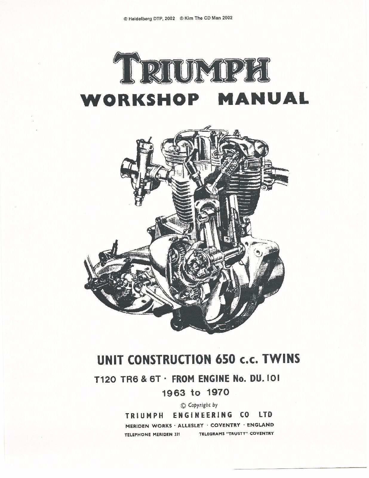 Triumph shop service manual 1965, 1966 & 1967 BONNEVILLE T.T.SPECIAL T120TT 