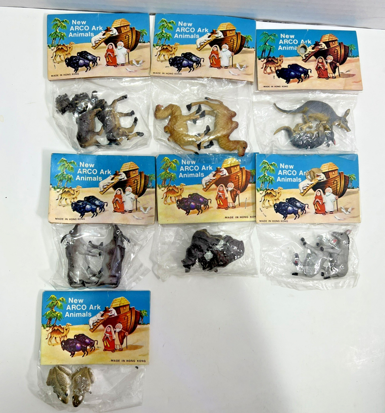 Lot Of 7 Vintage 1970\'s Arco Ark Toy Animals SEALED New Noah\'s Ark Animals