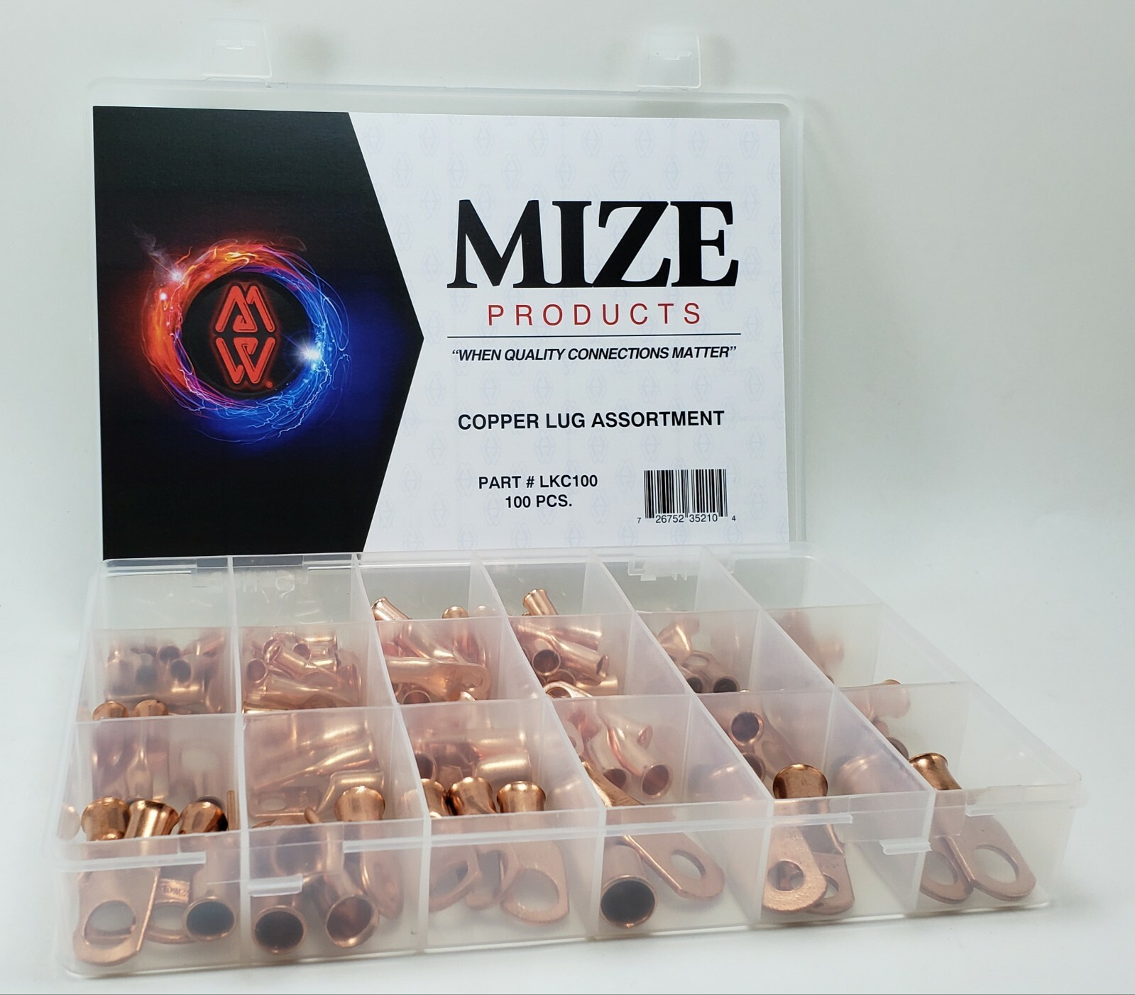 Mize Wire 100 Pc Copper Lug Assortment 6GA - 2/0 GA Made in USA Mize Wire 100 Pc Copper Lug Assortment 6GA - 2/0 GA Made in USA