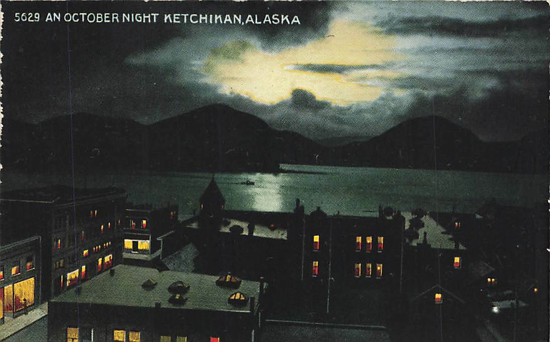 c1915 Birds Eye Night View Downtown Ketchikan AK P365 c1915 Birds Eye Night View Downtown Ketchikan AK P365