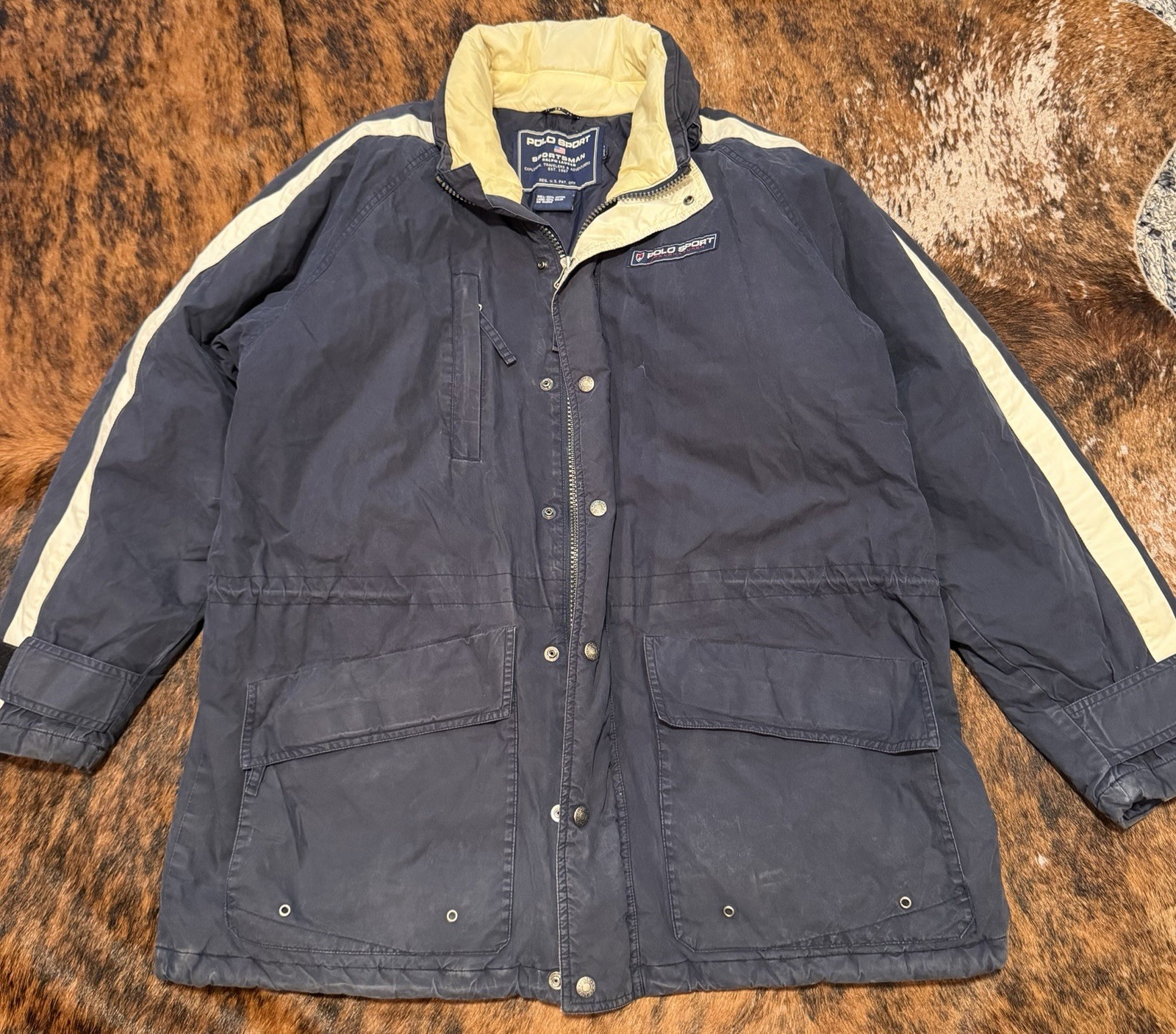 Vintage Polo Sport Ralph Lauren Sportsmans Parka Jacket Mens L Navy Puffer 90s Vintage Polo Sport Ralph Lauren Sportsmans Parka Jacket Mens L Navy Puffer 90s