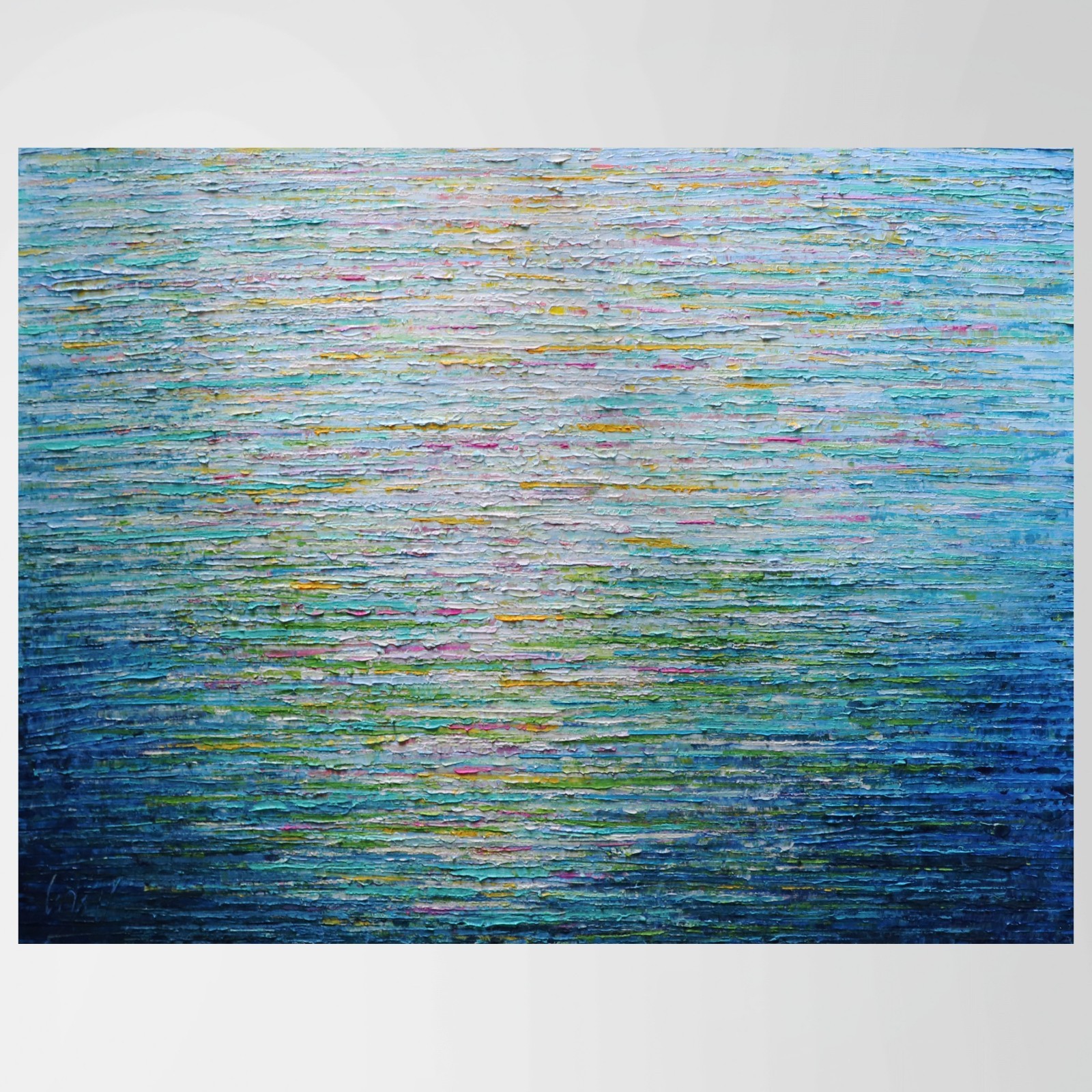 Water Reflections Painting 48x36 Original Coastal Abstract Art
