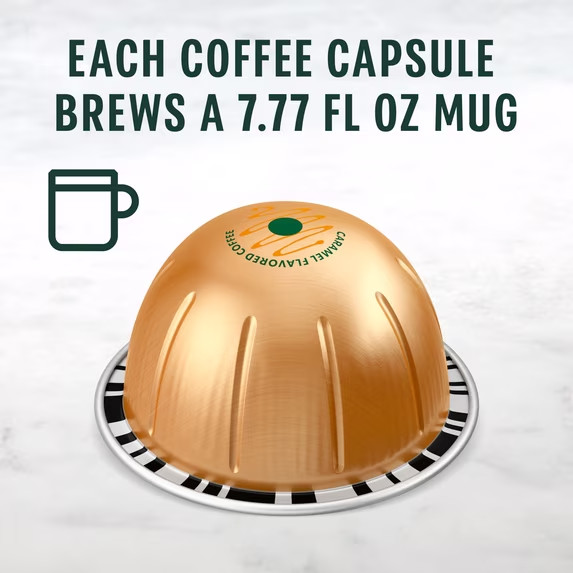 Starbucks by Nespresso Vertuo, Smooth Caramel Flavored Coffee, 30 Count Starbucks by Nespresso Vertuo, Smooth Caramel Flavored Coffee, 30 Count