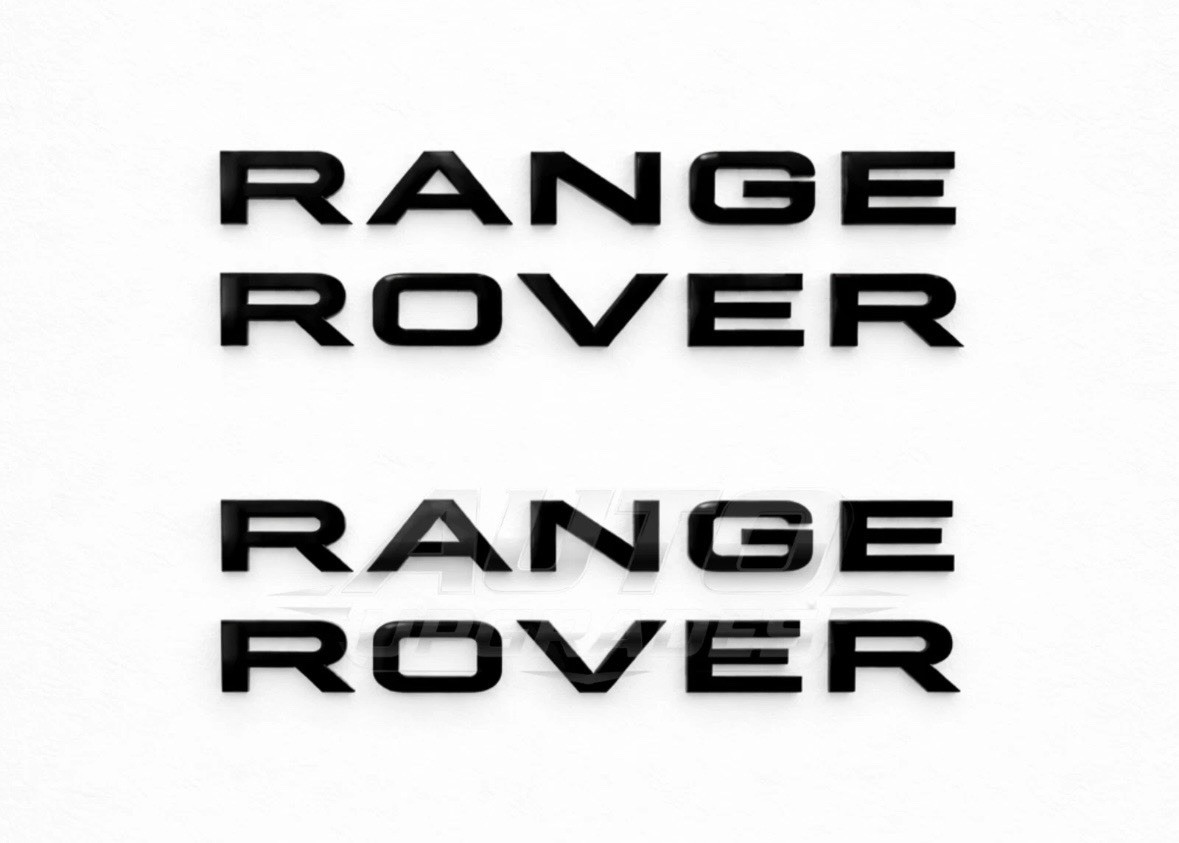2x Range Rover Gloss Black Hood and Trunk / Tailgate Emblems. Set of 2