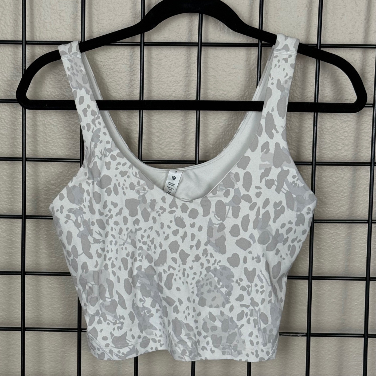 Lululemon Align Tank Top Women 8 White Antique White Cheetah Camo Yoga Bra