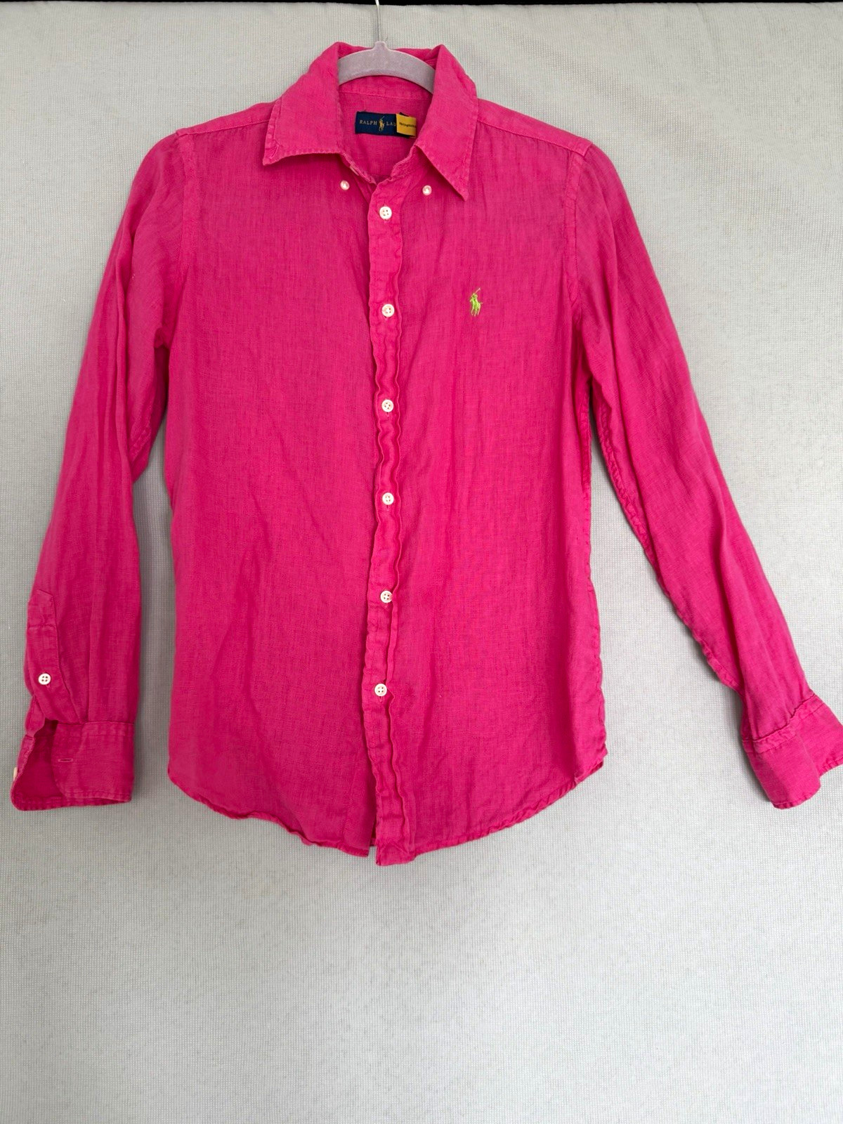 Ralph Lauren Pink Solid Linen Woven Long Sleeve Button-Up Shirt Woman’s S Ralph Lauren Pink Solid Linen Woven Long Sleeve Button-Up Shirt Woman’s S