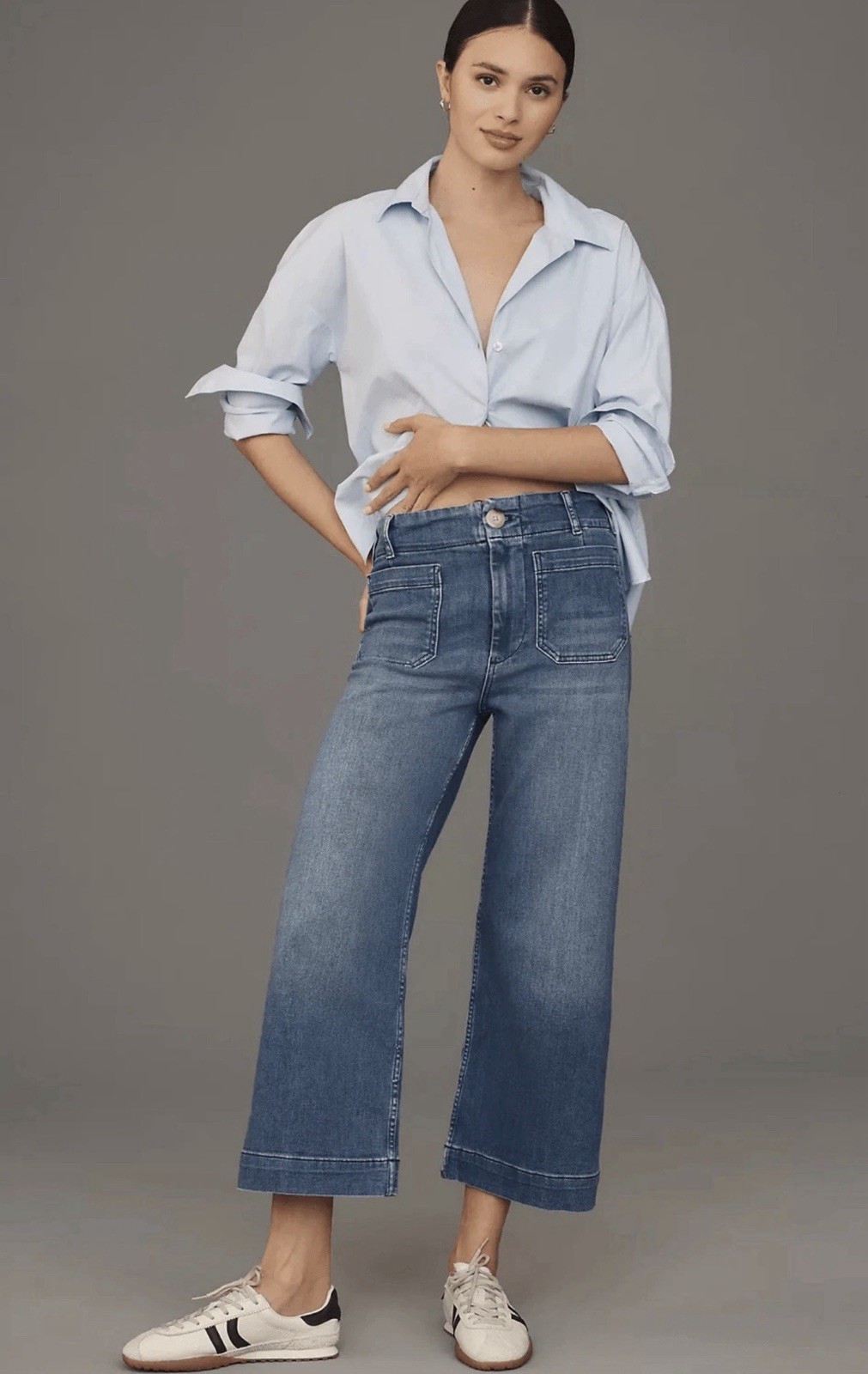 Anthropologie Maeve The Colette Cropped Wide-Leg Jeans Pants Cotton Blend Sz 29 Anthropologie Maeve The Colette Cropped Wide-Leg Jeans Pants Cotton Blend Sz 29