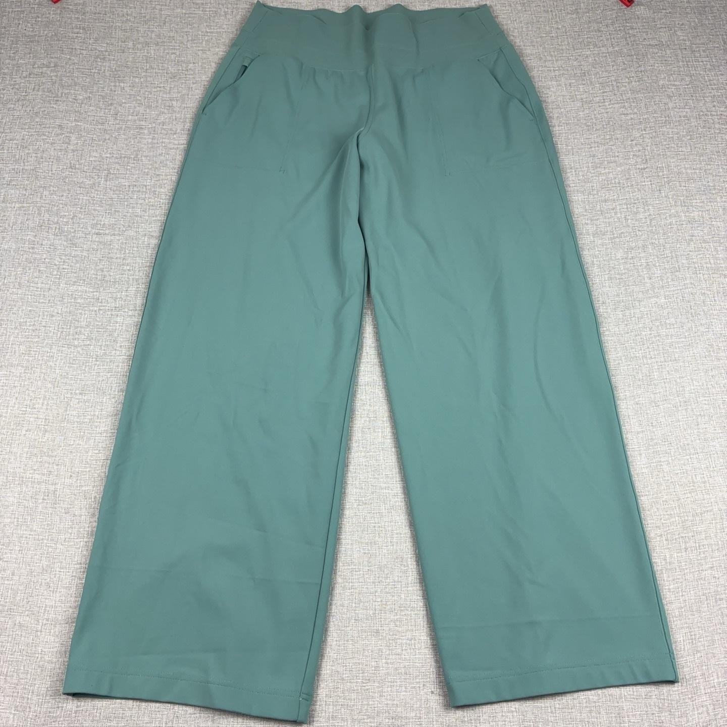 Athleta Venice Pants Womens XL Teal Green High Rise Wide Leg Stretch Pull On