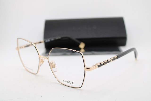 NEW FURLA VFU835 COL.0301 BLACK GOLD GUNMETAL AUTHENTIC EYEGLASSES 54-16