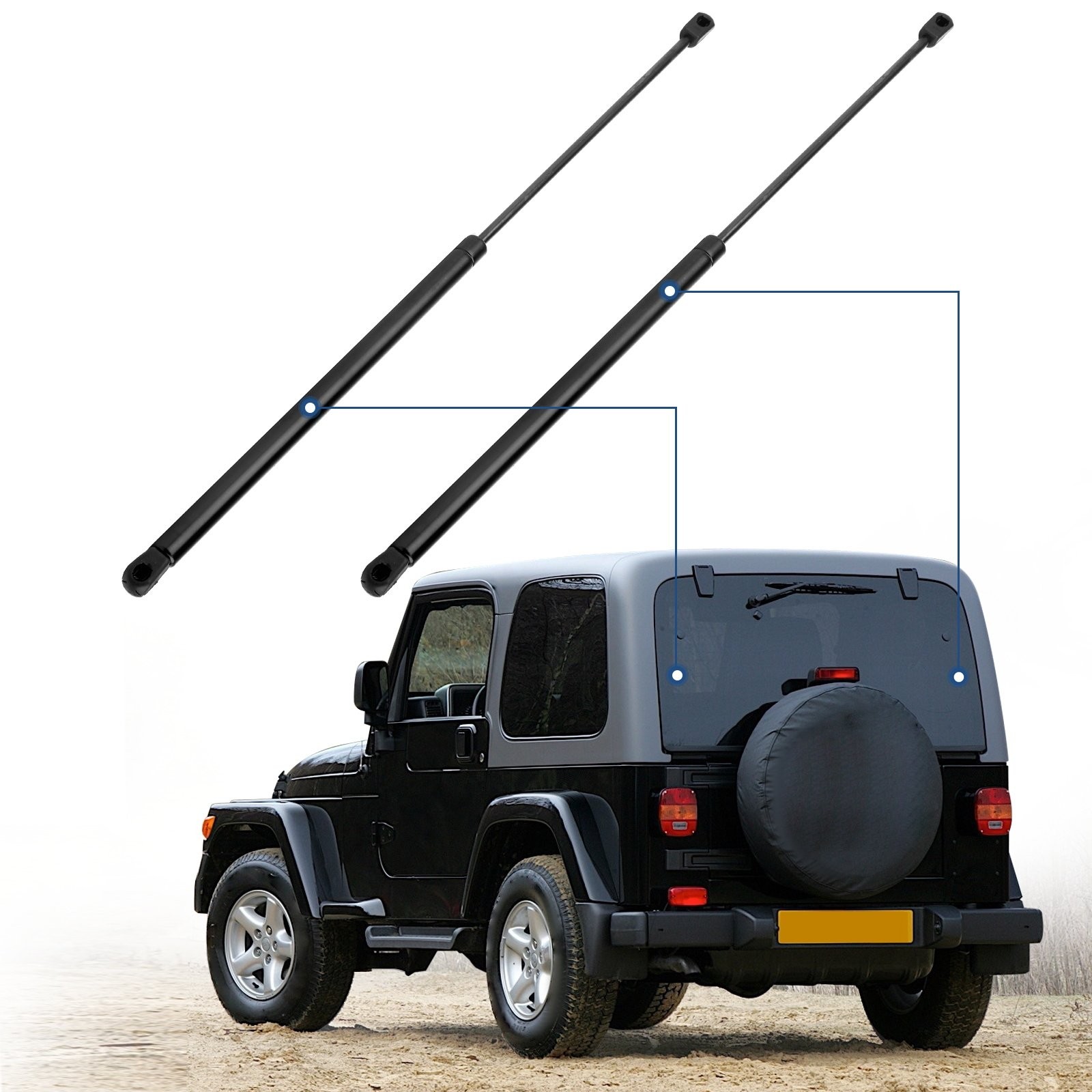 For 1997-2006 Jeep Wrangler 2 Pcs Window Glass Lift Supports Shock Struts For 1997-2006 Jeep Wrangler 2 Pcs Window Glass Lift Supports Shock Struts