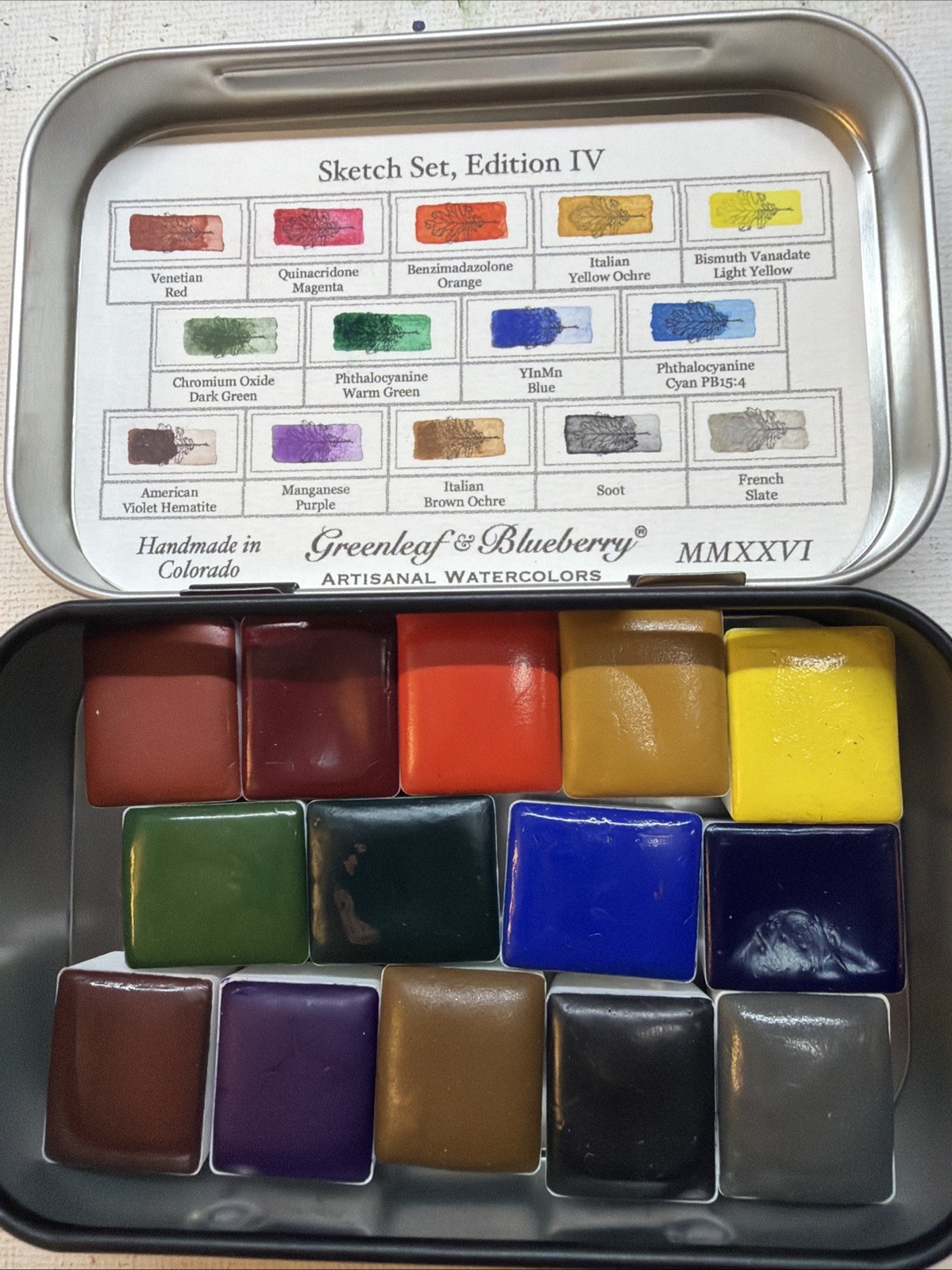 Greenleaf & Blueberry Handmade Watercolors, Sketcher’s Set, Edition IV, New Greenleaf & Blueberry Handmade Watercolors, Sketcher’s Set, Edition IV, New