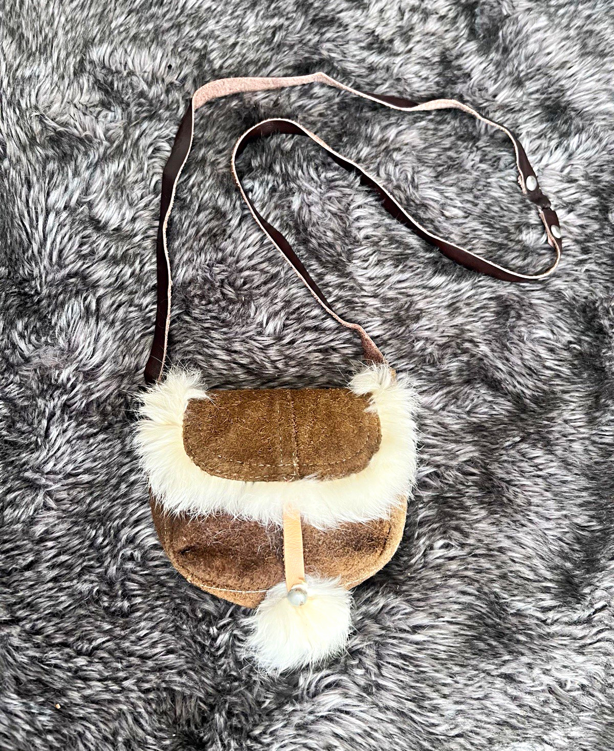 Vintage Genuine Leather Suede Fur Trim Crossbody Bag Purse Made In Mexico Small Vintage Genuine Leather Suede Fur Trim Crossbody Bag Purse Made In Mexico Small