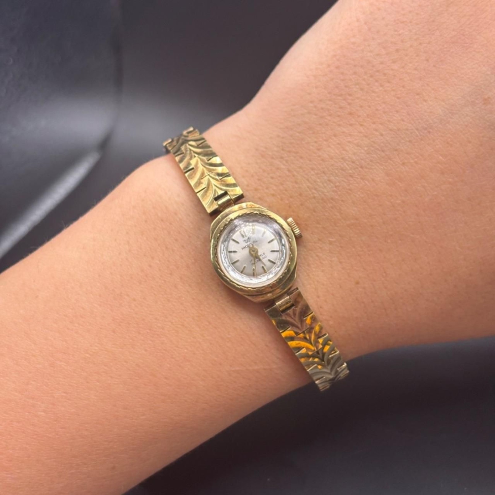Monval Vintage gold-tone mechanical women\'s bracelet watch