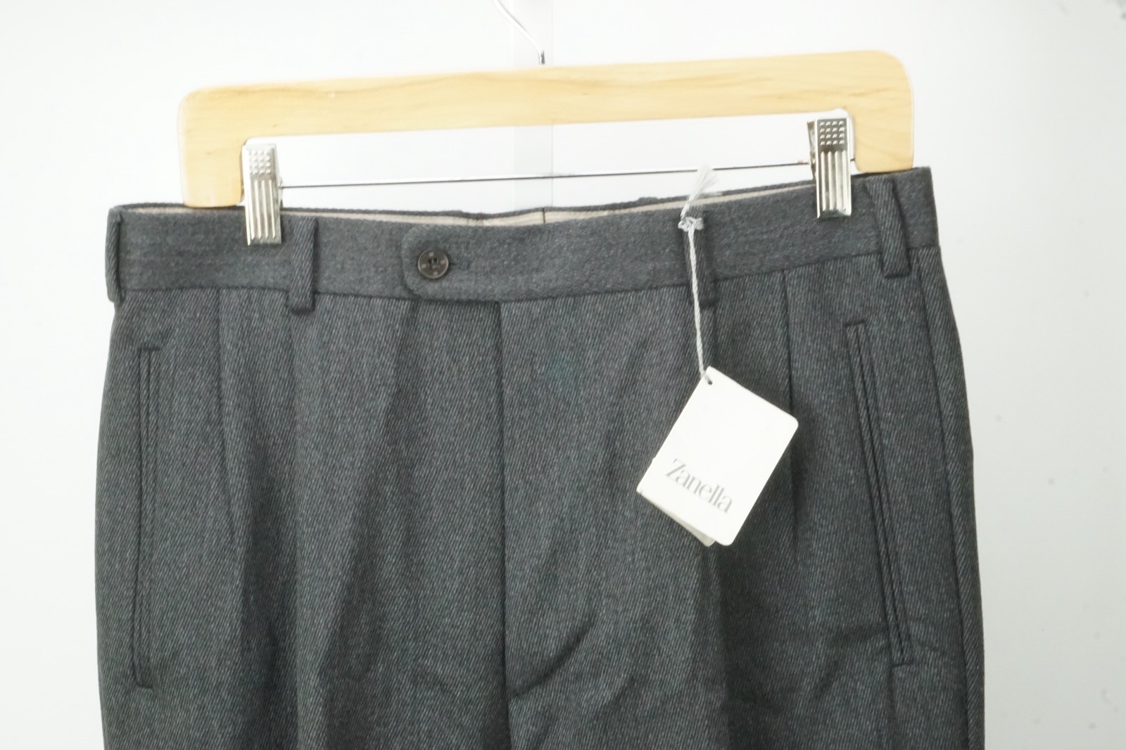 Zanella Jay Gray Woven Wool Mens Dress Pants Sz 48 EU BRAND NEW