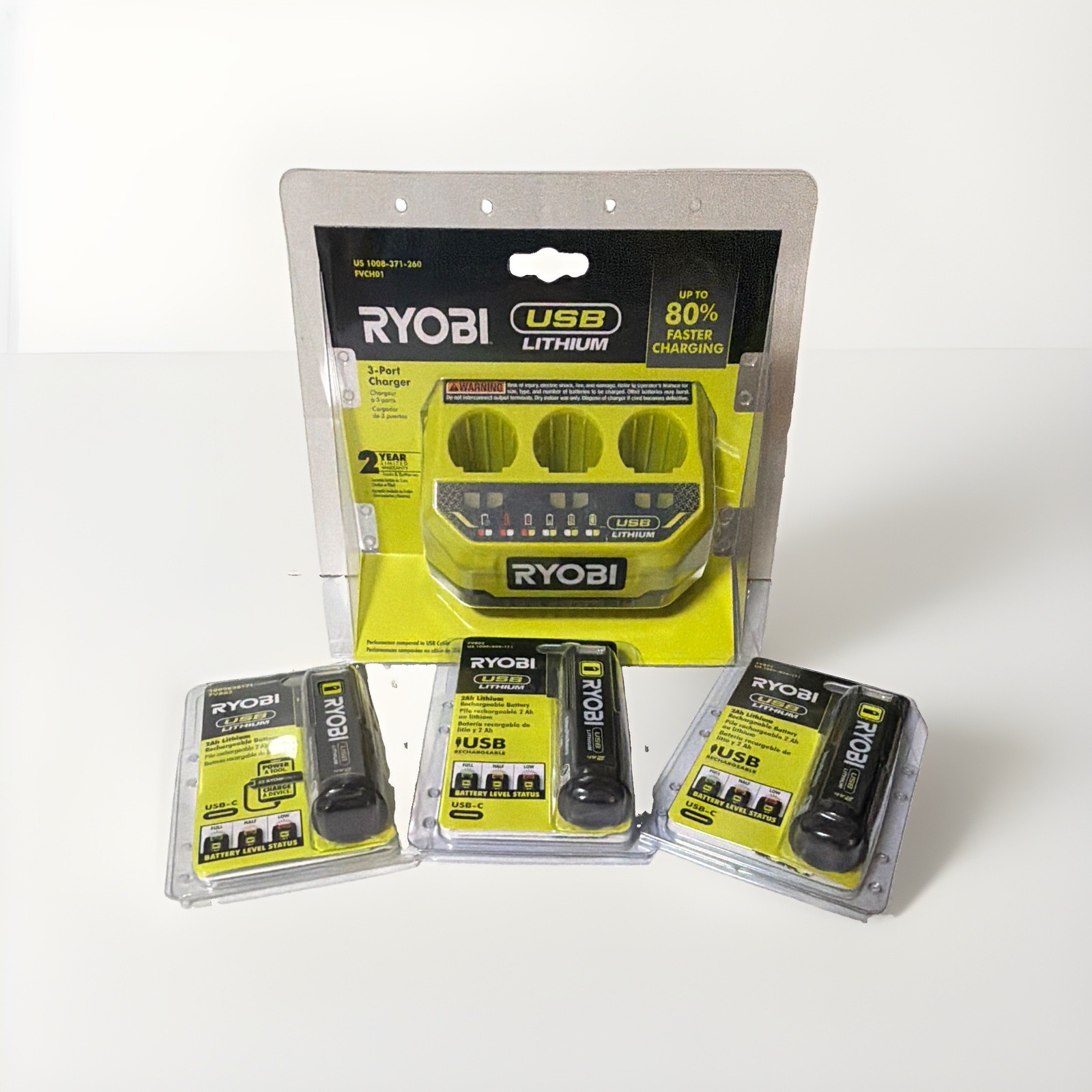 RYOBI USB Lithium 3-Port Charger w/ (3) 2Ah batteries included & 🎁 FREE GIFT 🎁 RYOBI USB Lithium 3-Port Charger w/ (3) 2Ah batteries included & 🎁 FREE GIFT 🎁