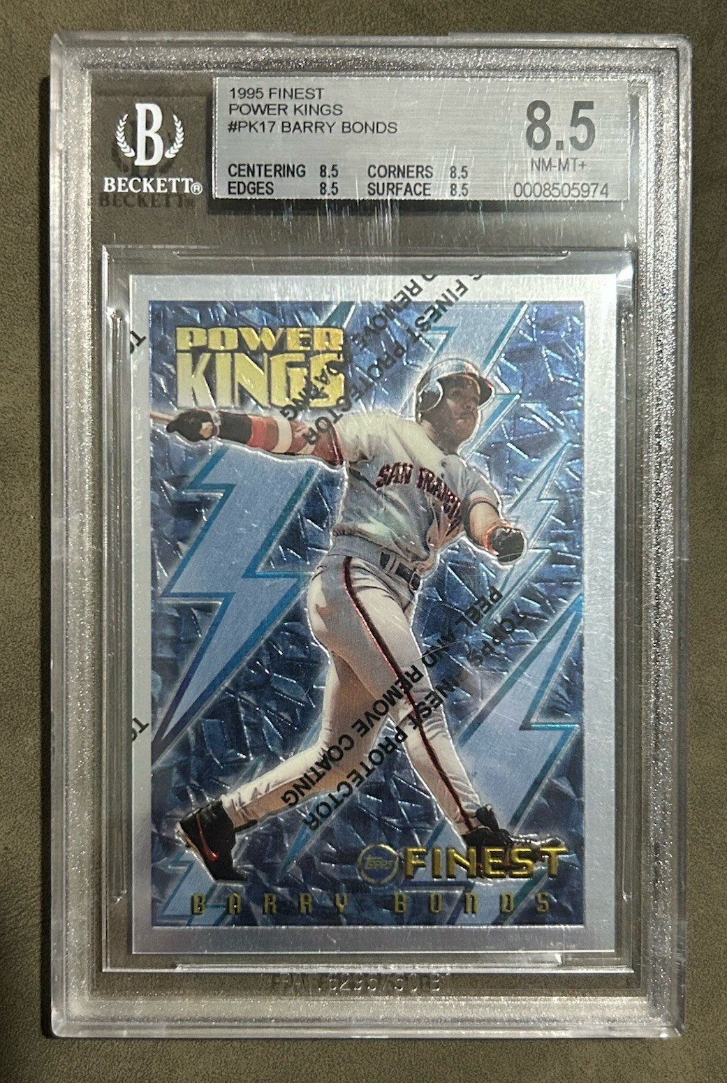 1995 Topps Finest Power Kings Barry Bonds w/ peel BGS 8.5 🐐 1995 Topps Finest Power Kings Barry Bonds w/ peel BGS 8.5 🐐