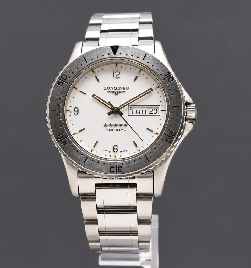 [Exc+5] Longines 7404 Admiral 5-Star Diver 38mm Automatic Vintage Silver JAPAN