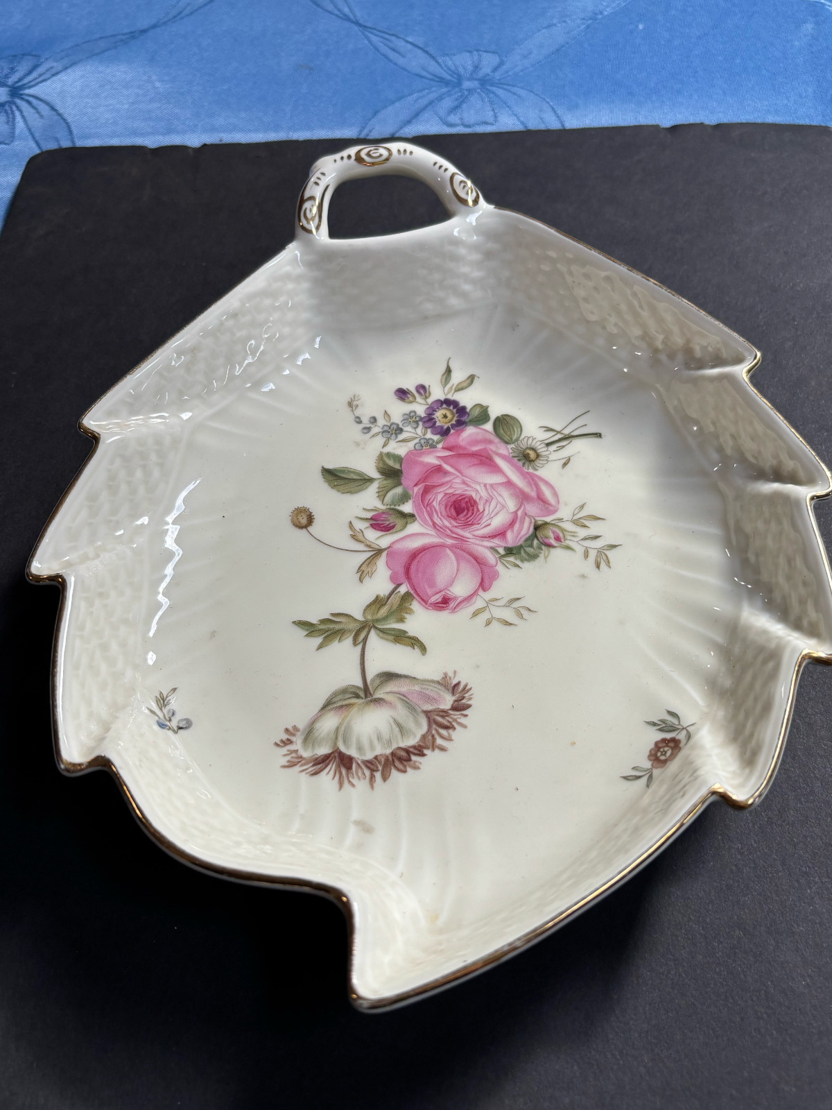 Vintage Royal Copenhagen Denmark Roses Thistle Purple Floral Leaf 9\ Vintage Royal Copenhagen Denmark Roses Thistle Purple Floral Leaf 9\