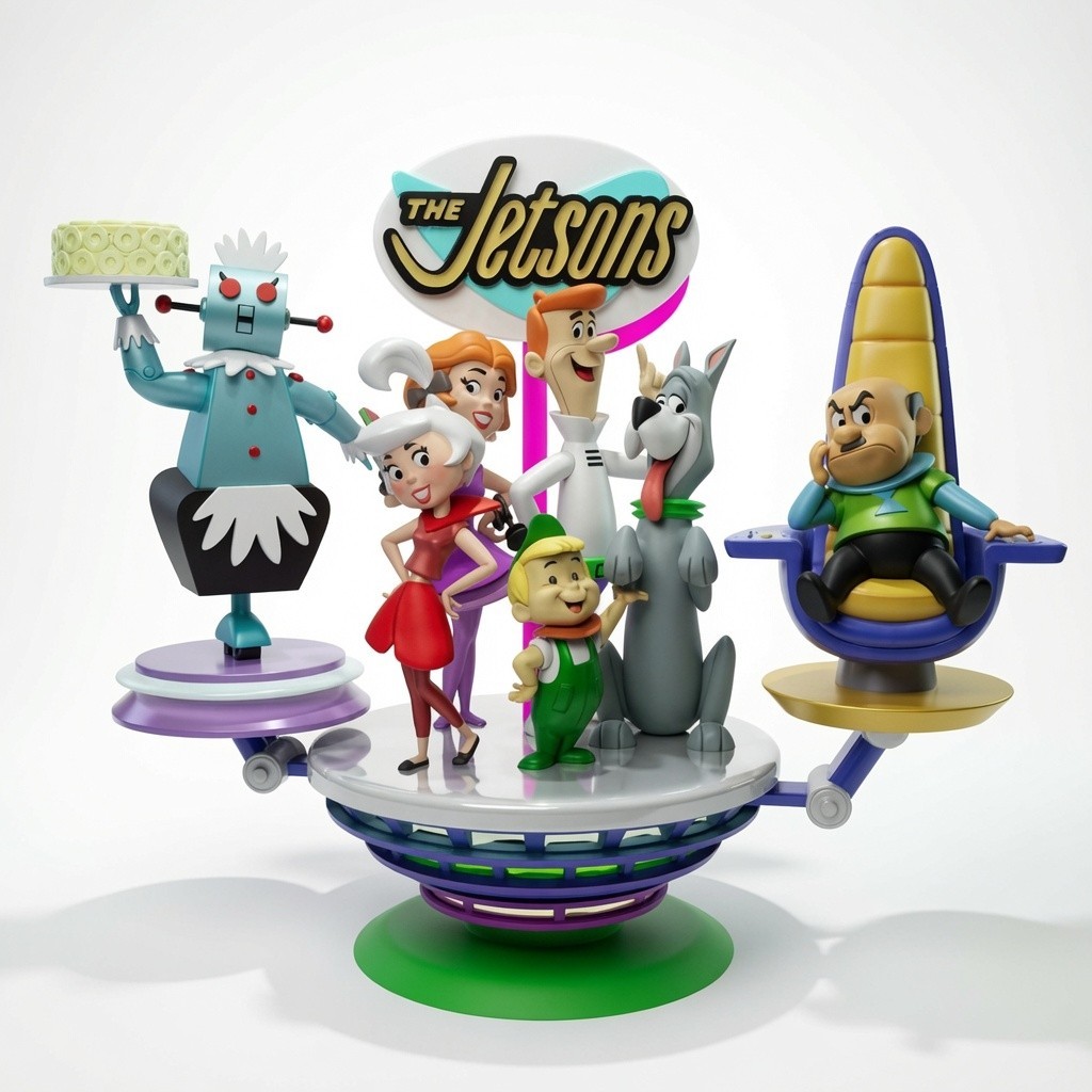 The Jetsons Family Diorama - 7 Hand Painted Resin Figurines- 8 inches tall