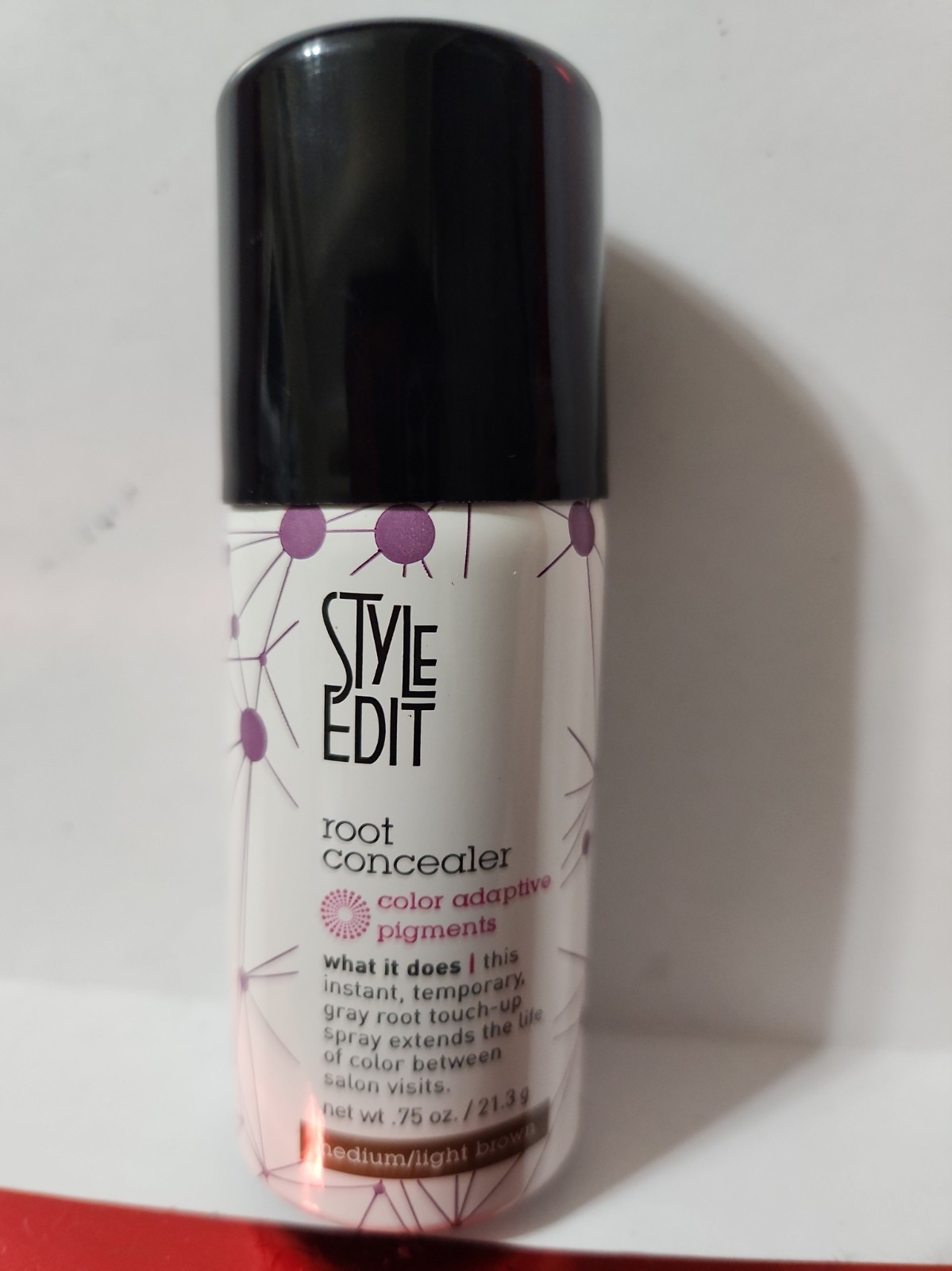 Style Edit Travel Hair Root Spray Cover Up Gray Concealer .75 oz Med/Light Brown Style Edit Travel Hair Root Spray Cover Up Gray Concealer .75 oz Med/Light Brown