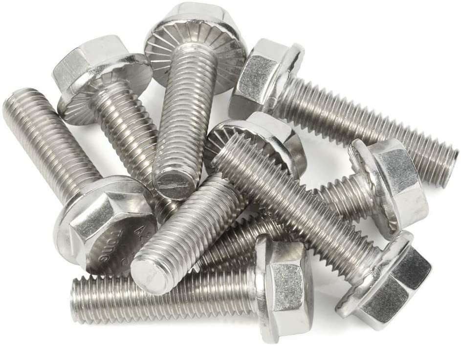 M8-1.25 x 35mm Flanged Hex Head Bolts Flange Hexagon Screw Stainless Steel 10Pcs