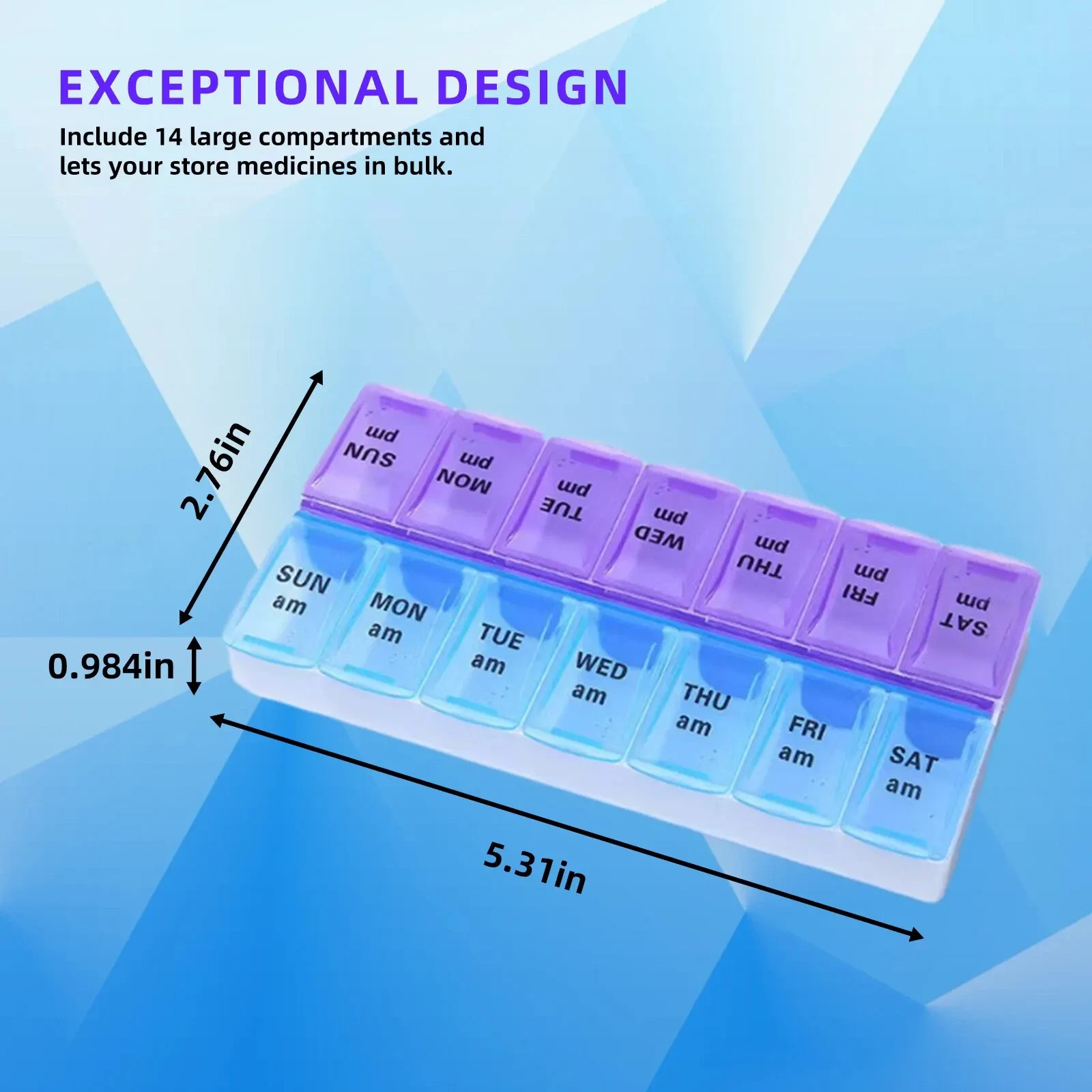 2PCS Weekly Pill Box Organizer Twice a Day 7 day AMPM Medicine Organizer Case 2PCS Weekly Pill Box Organizer Twice a Day 7 day AMPM Medicine Organizer Case