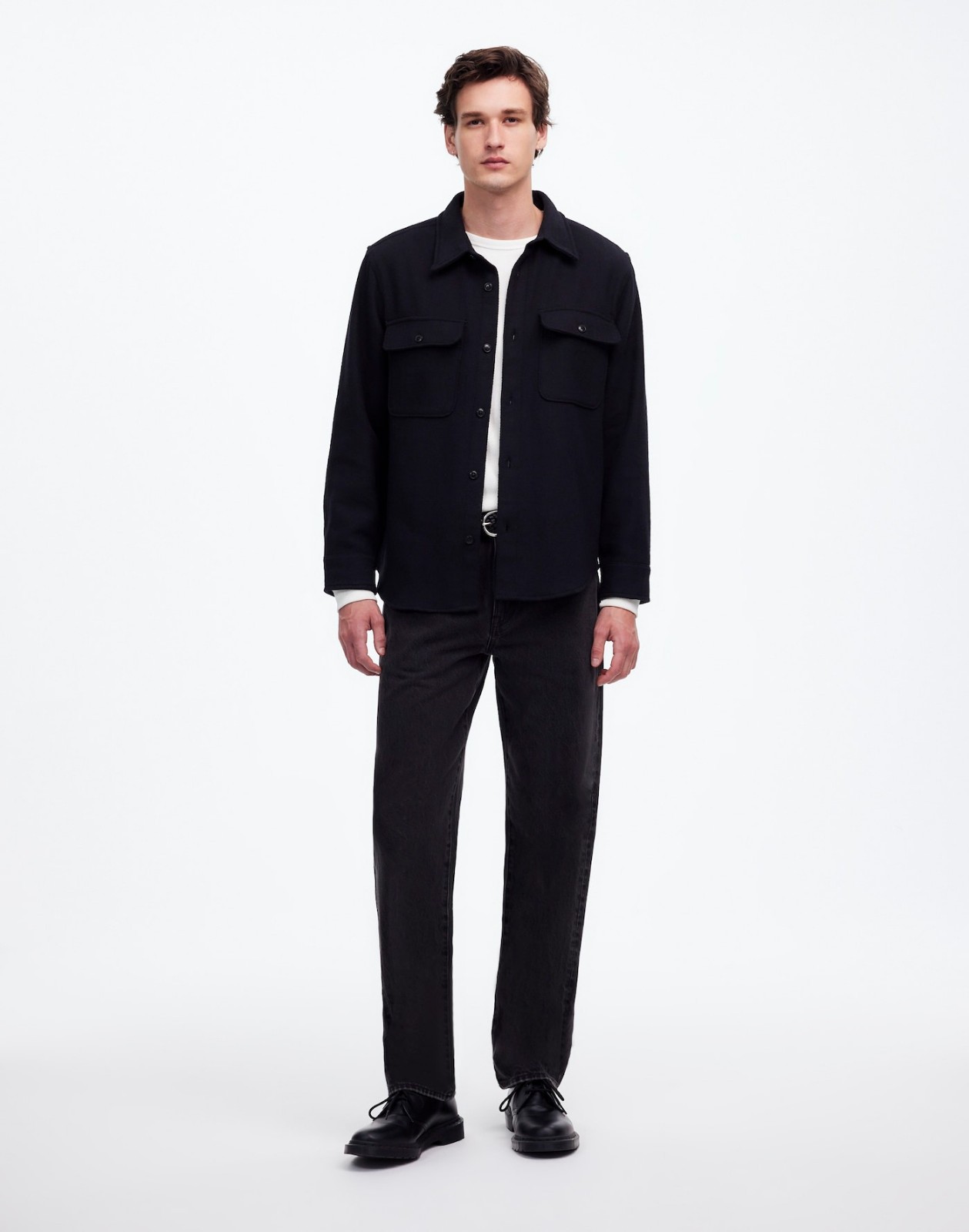 NWT Madewell Men\'s Black Brushed Easy Shirt-Jacket Italian Fabric Size Medium NWT Madewell Men\'s Black Brushed Easy Shirt-Jacket Italian Fabric Size Medium